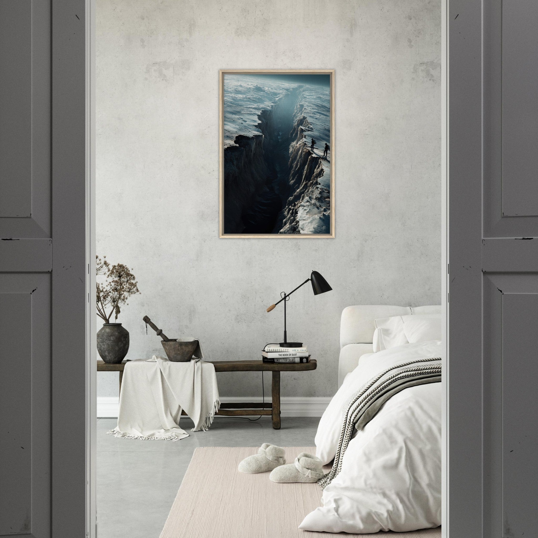 Framed Canvas Portrait - The Frozen Wasteland of Europa An expedition tea - Shop Ai Art WebShop - Digital Art online Store