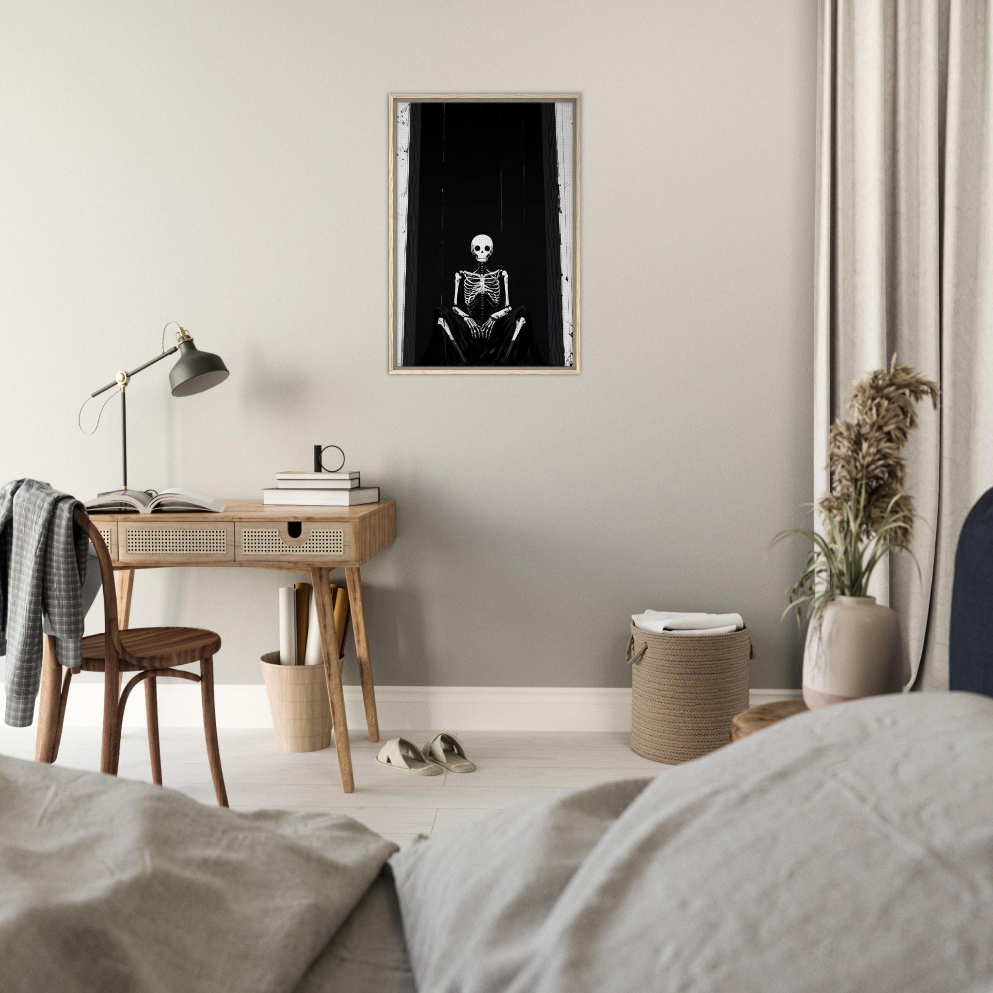 Framed Canvas Portrait - The Hollow King A haunting minimalist piece feat - Shop Ai Art WebShop - Digital Art online Store