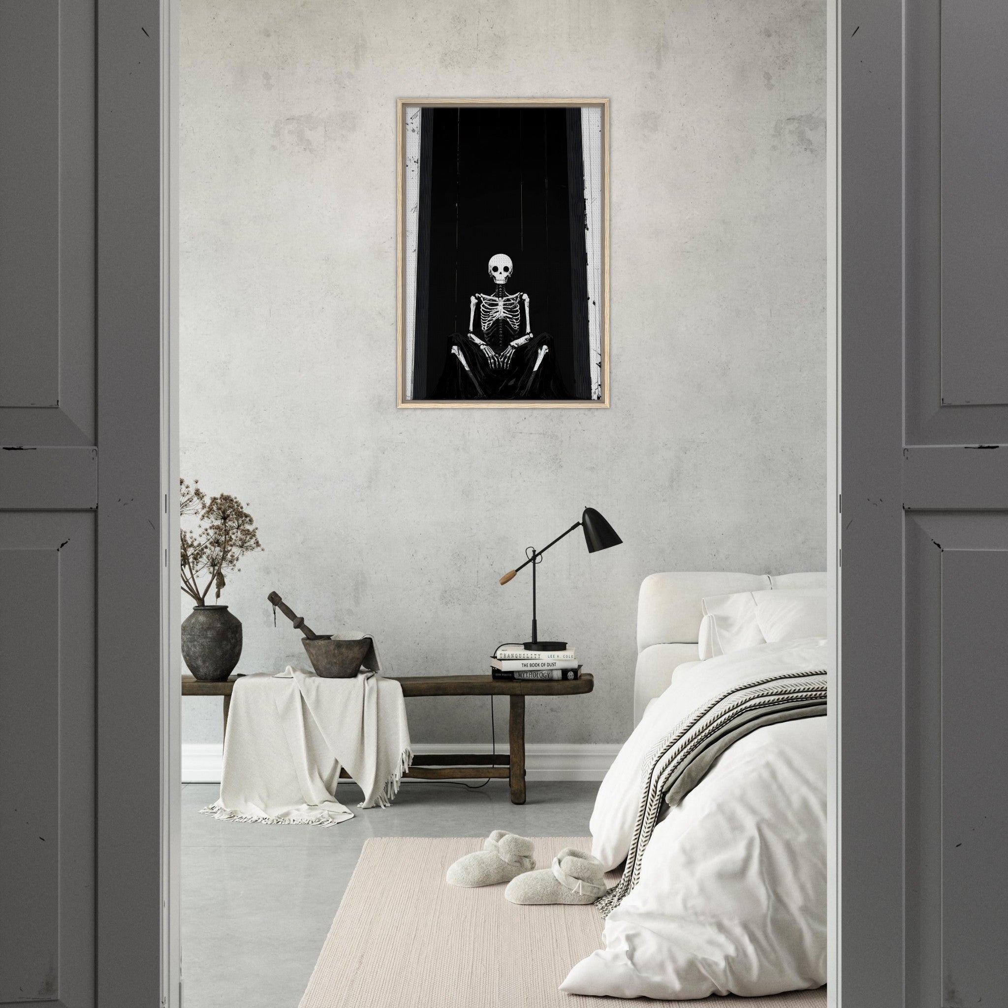 Framed Canvas Portrait - The Hollow King A haunting minimalist piece feat - Shop Ai Art WebShop - Digital Art online Store