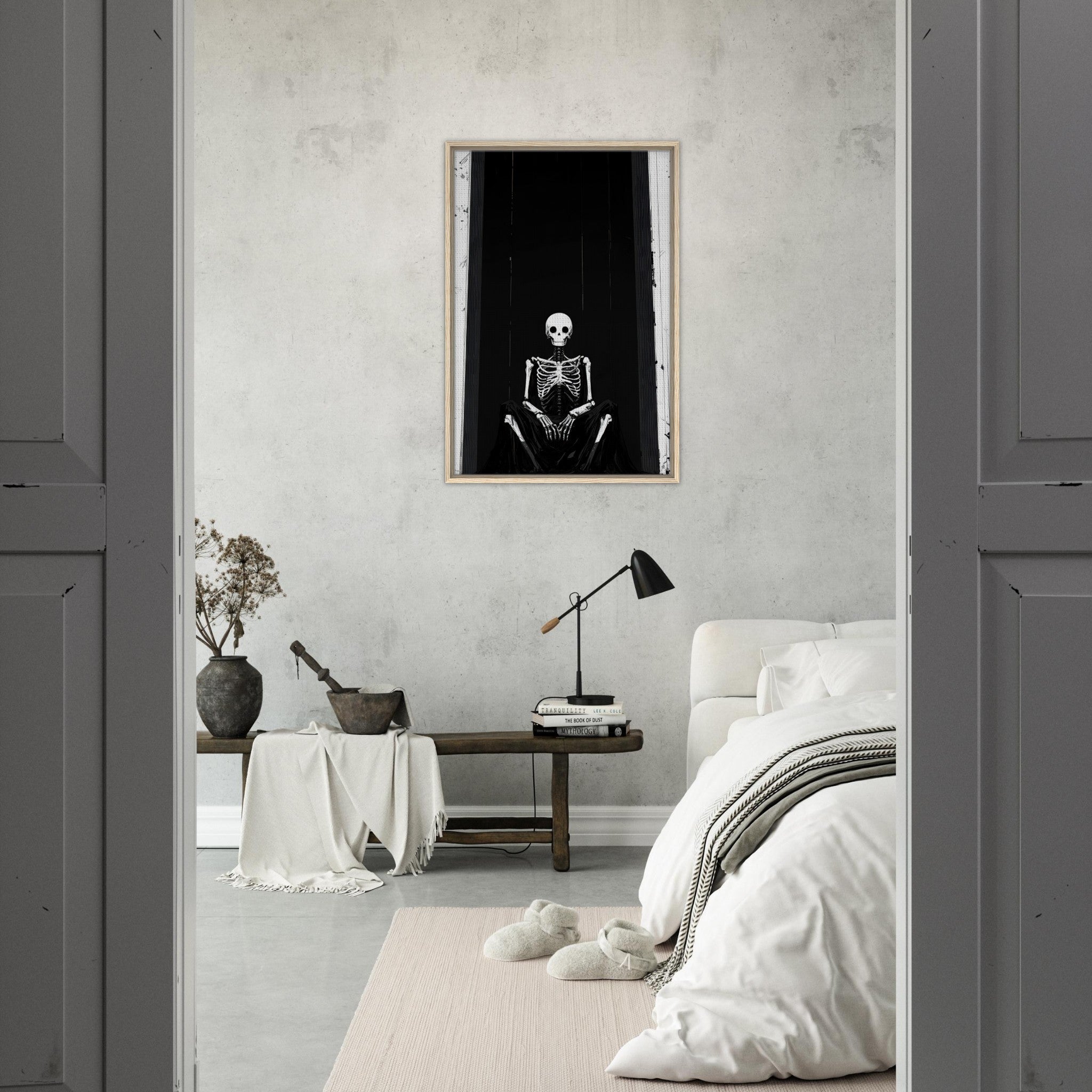 Framed Canvas Portrait - The Hollow King A haunting minimalist piece feat - Shop Ai Art WebShop - Digital Art online Store