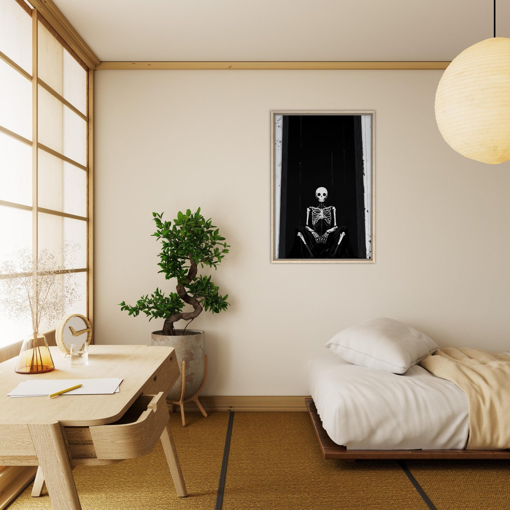Framed Canvas Portrait - The Hollow King A haunting minimalist piece feat - Shop Ai Art WebShop - Digital Art online Store