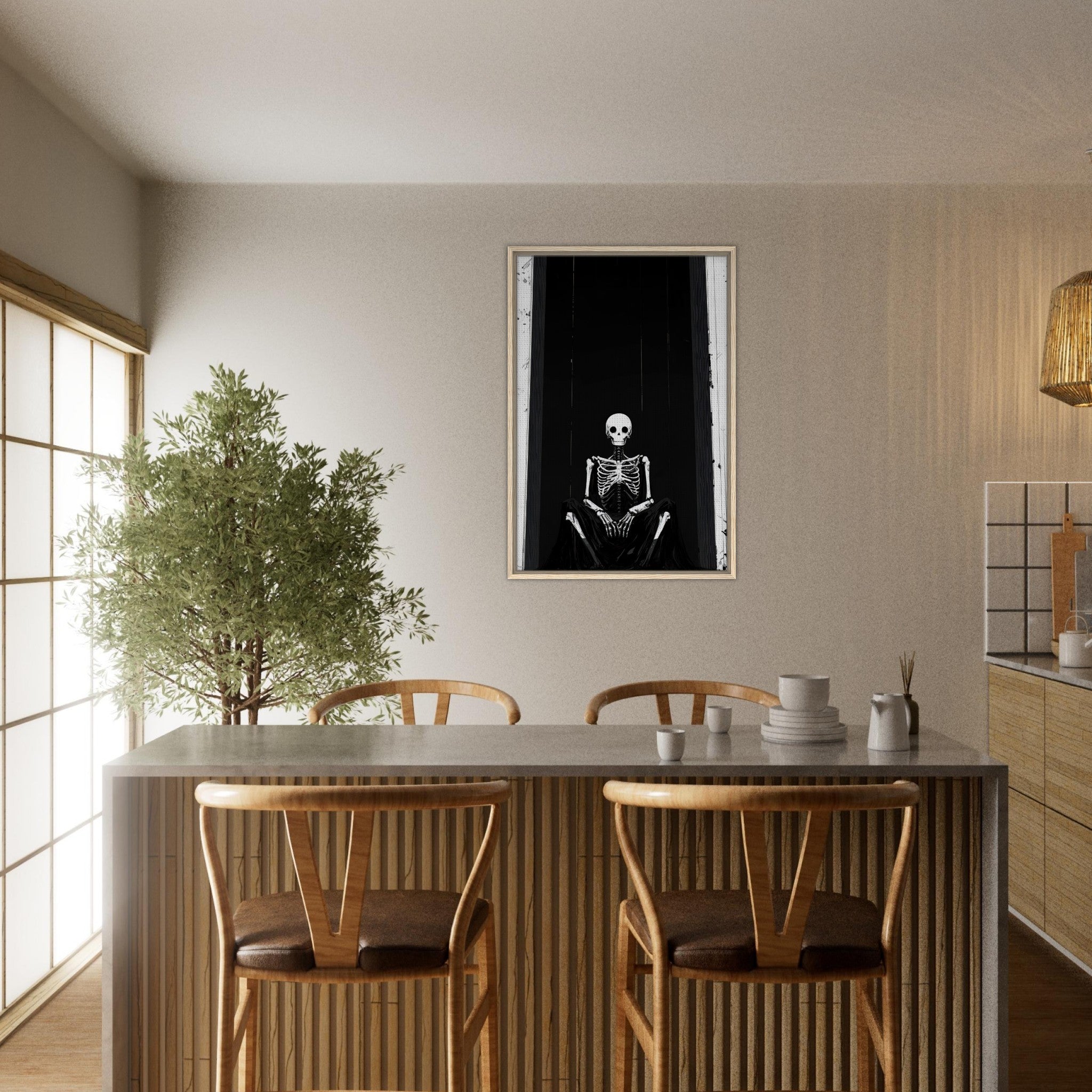 Framed Canvas Portrait - The Hollow King A haunting minimalist piece feat - Shop Ai Art WebShop - Digital Art online Store