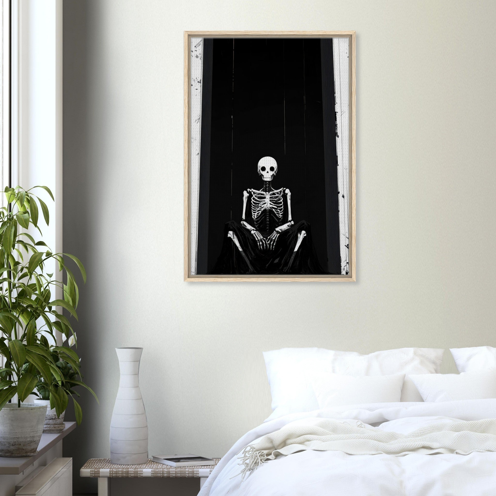 Framed Canvas Portrait - The Hollow King A haunting minimalist piece feat - Shop Ai Art WebShop - Digital Art online Store