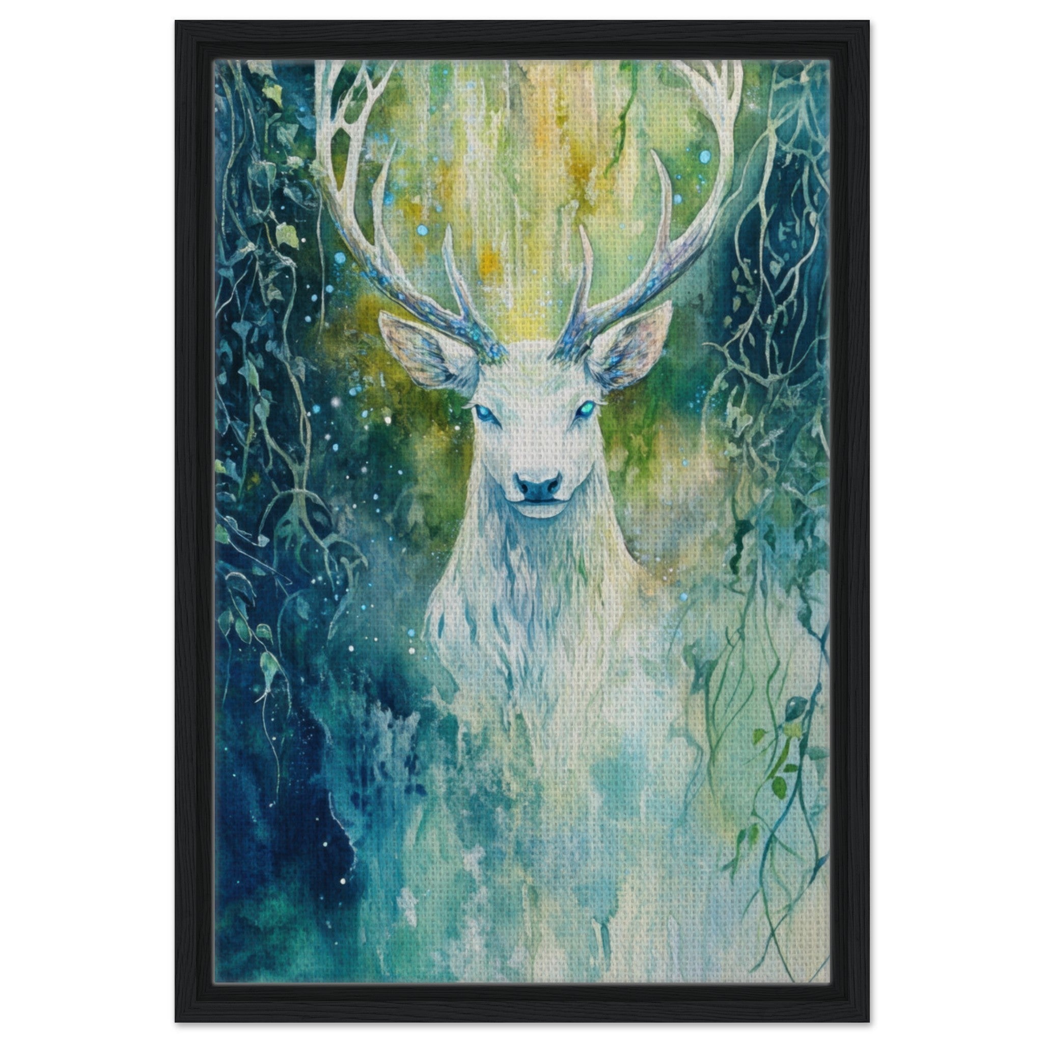 Framed Canvas Portrait - The Silver Stag of the Enchanted Glade Fantasy 4 - Shop Ai Art WebShop - Digital Art online Store