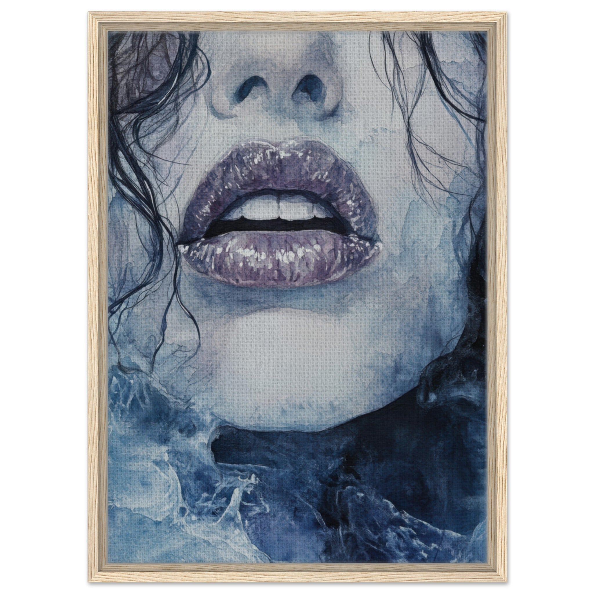Framed Canvas Portrait - The Sirens Lament Gothic Watercolor Extreme Los 4 - Shop Ai Art WebShop - Digital Art online Store
