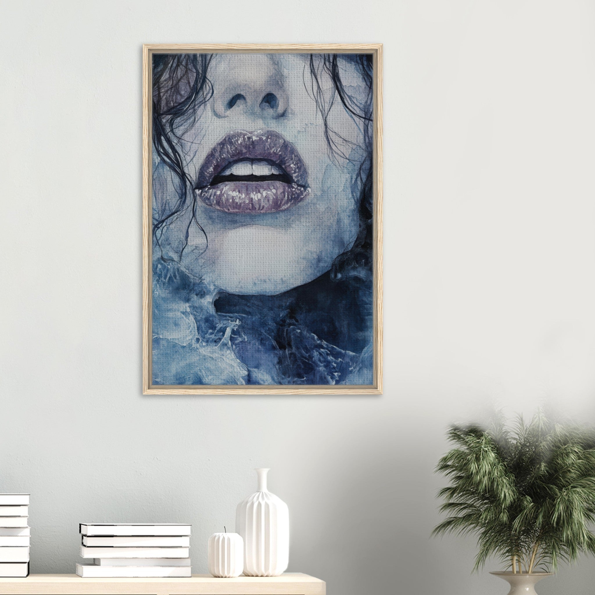 Framed Canvas Portrait - The Sirens Lament Gothic Watercolor Extreme Los 4 - Shop Ai Art WebShop - Digital Art online Store
