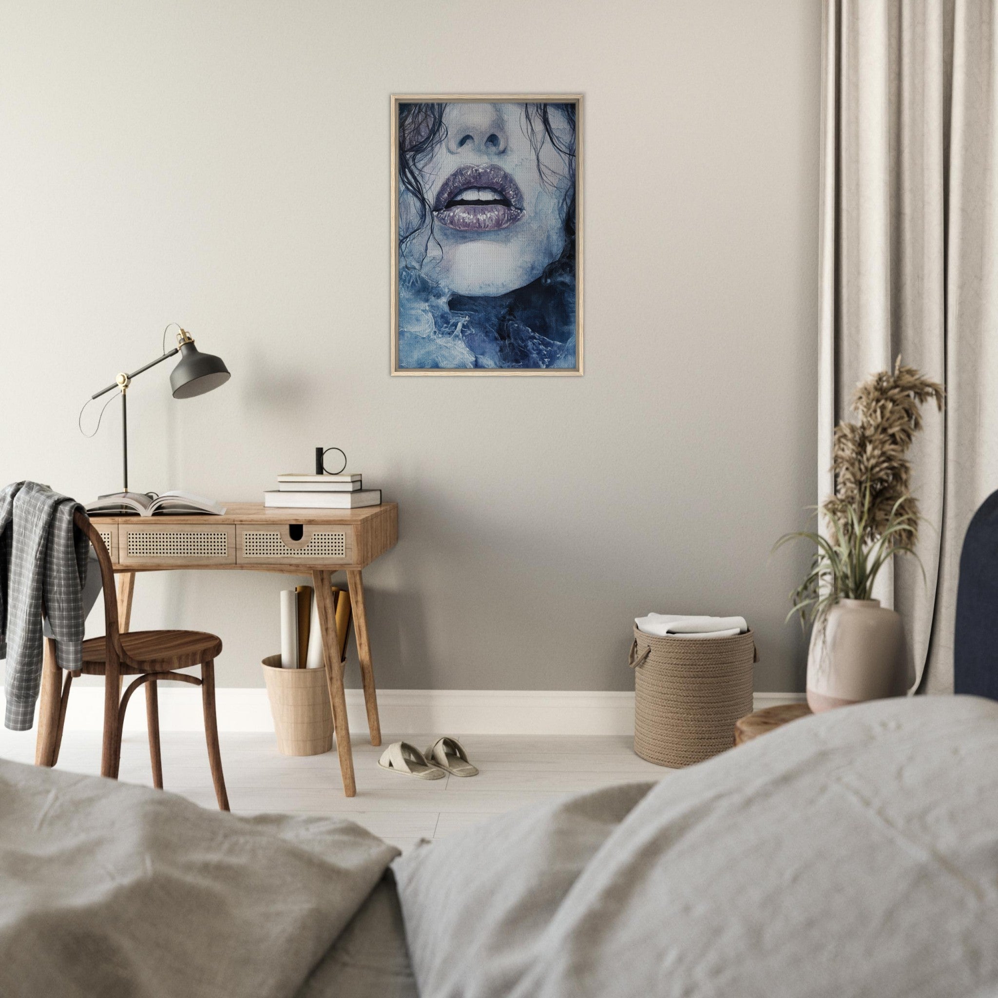 Framed Canvas Portrait - The Sirens Lament Gothic Watercolor Extreme Los 4 - Shop Ai Art WebShop - Digital Art online Store