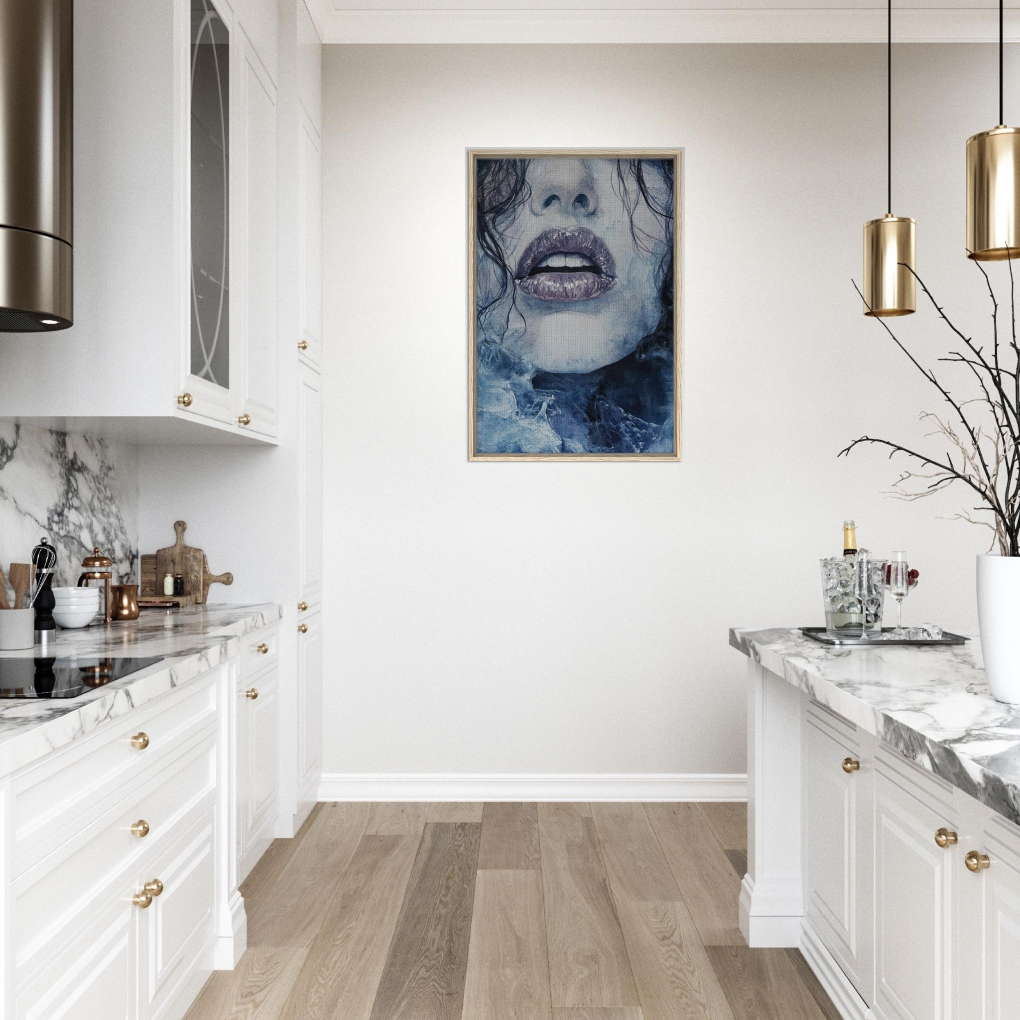 Framed Canvas Portrait - The Sirens Lament Gothic Watercolor Extreme Los 4 - Shop Ai Art WebShop - Digital Art online Store