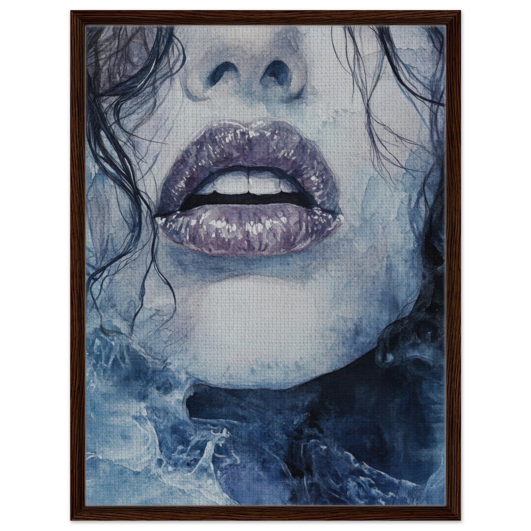 Framed Canvas Portrait - The Sirens Lament Gothic Watercolor Extreme Los 4 - Shop Ai Art WebShop - Digital Art online Store