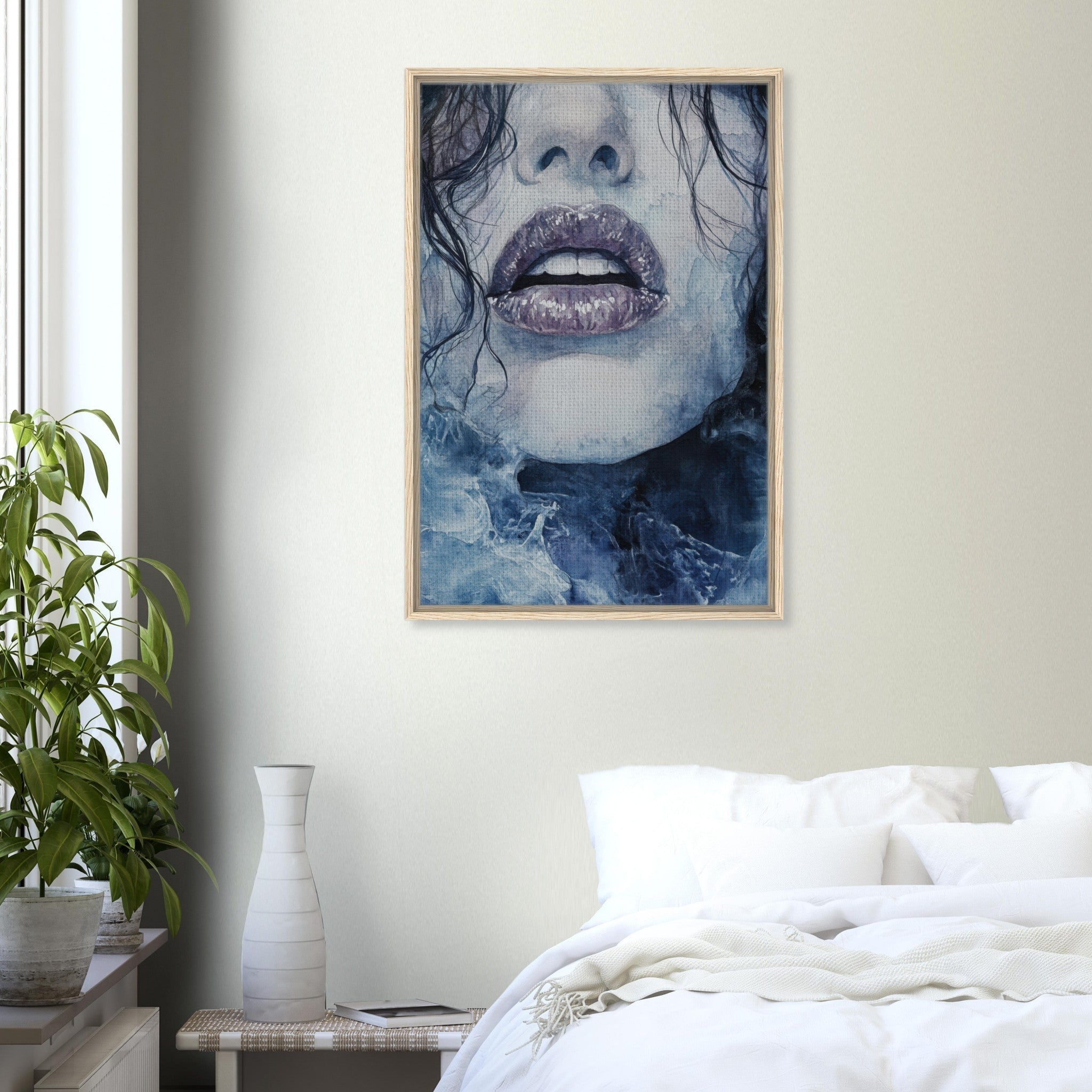 Framed Canvas Portrait - The Sirens Lament Gothic Watercolor Extreme Los 4 - Shop Ai Art WebShop - Digital Art online Store