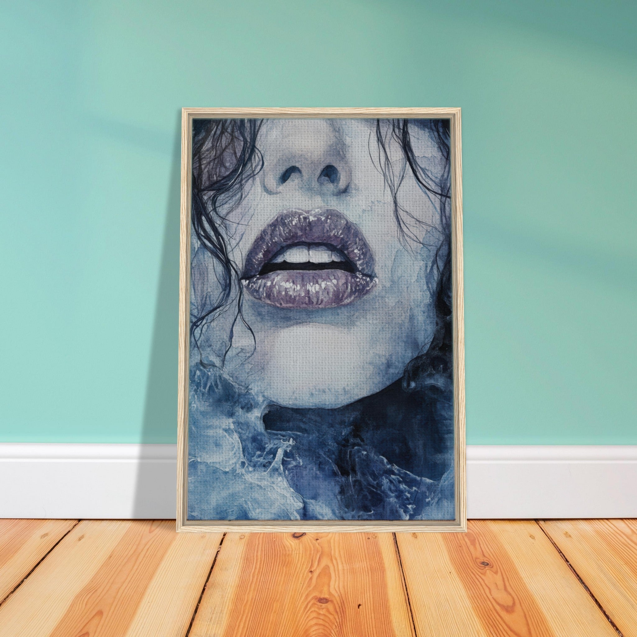 Framed Canvas Portrait - The Sirens Lament Gothic Watercolor Extreme Los 4 - Shop Ai Art WebShop - Digital Art online Store