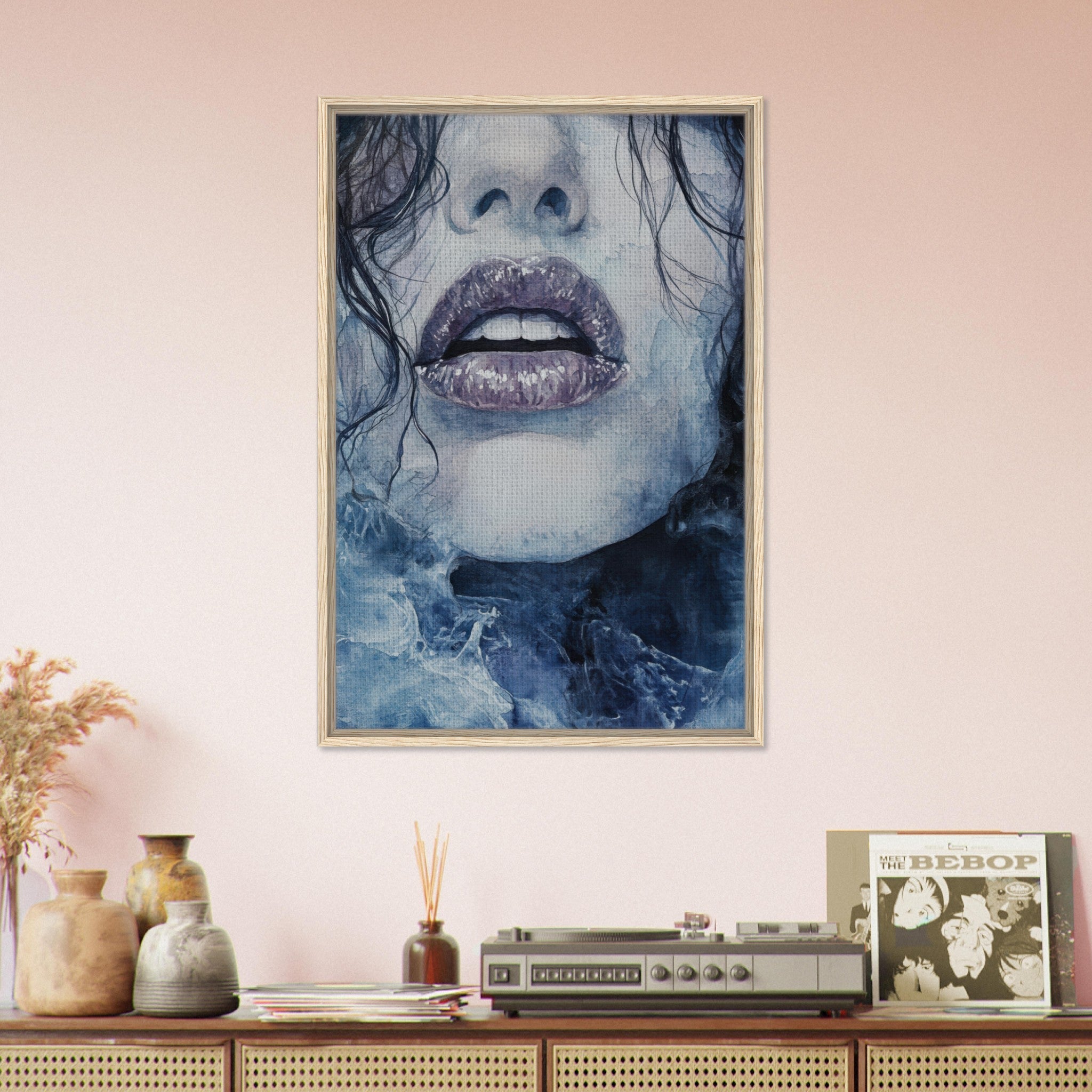 Framed Canvas Portrait - The Sirens Lament Gothic Watercolor Extreme Los 4 - Shop Ai Art WebShop - Digital Art online Store