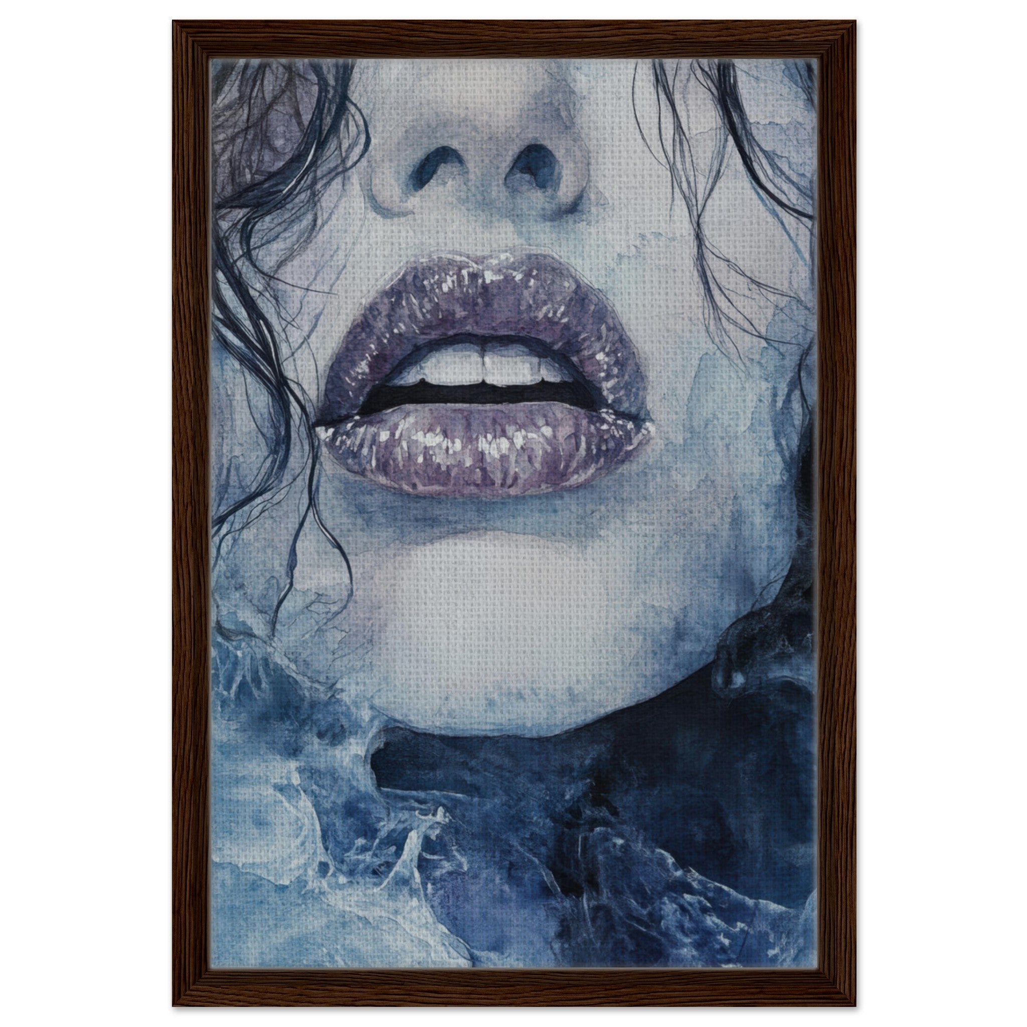 Framed Canvas Portrait - The Sirens Lament Gothic Watercolor Extreme Los 4 - Shop Ai Art WebShop - Digital Art online Store