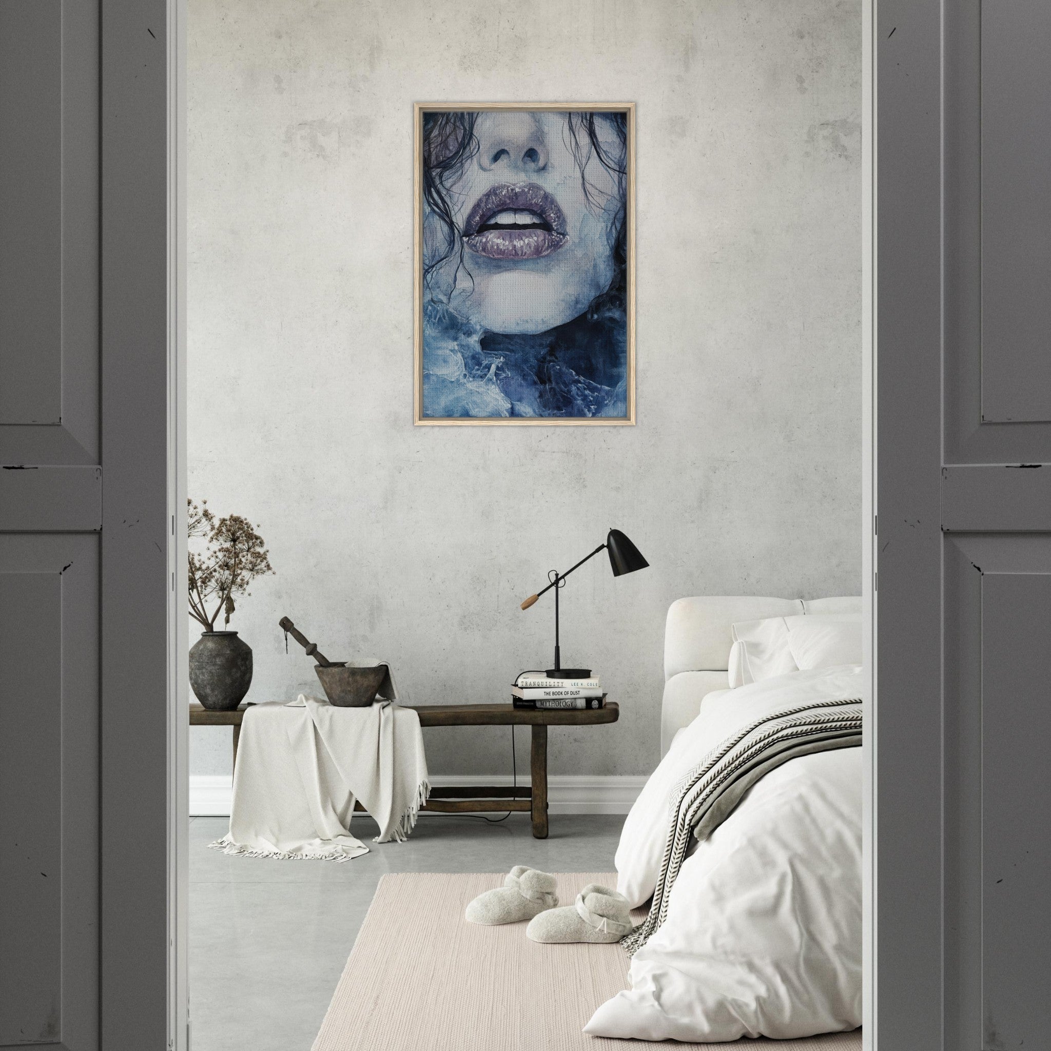 Framed Canvas Portrait - The Sirens Lament Gothic Watercolor Extreme Los 4 - Shop Ai Art WebShop - Digital Art online Store