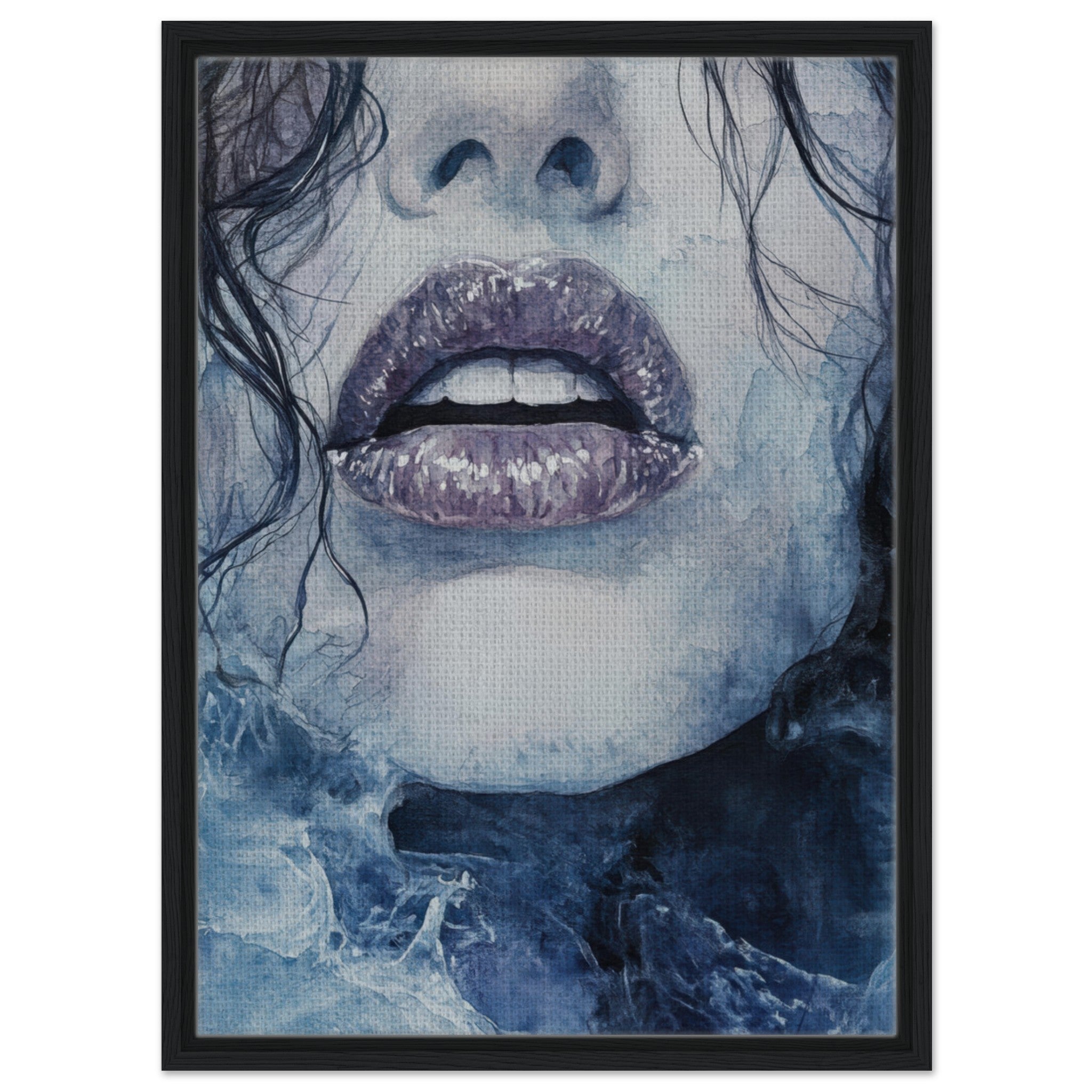 Framed Canvas Portrait - The Sirens Lament Gothic Watercolor Extreme Los 4 - Shop Ai Art WebShop - Digital Art online Store