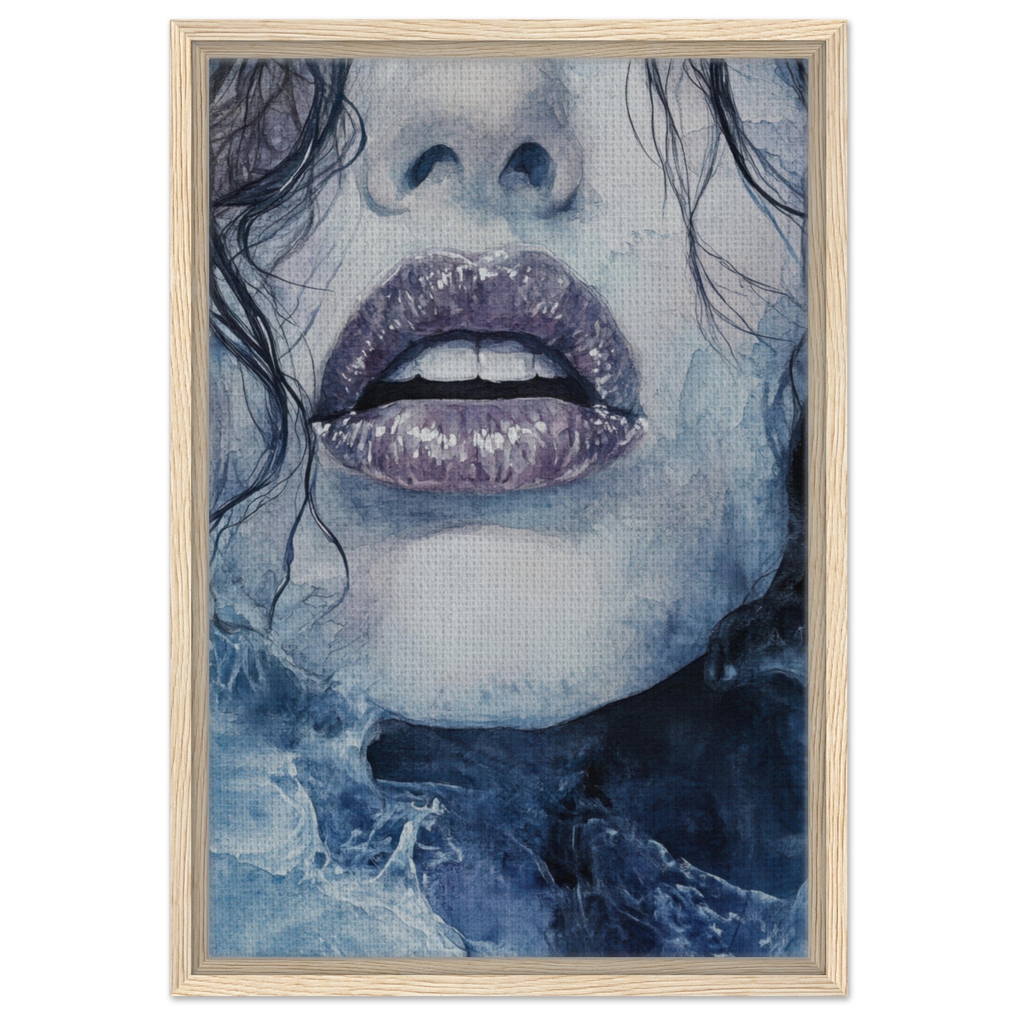 Framed Canvas Portrait - The Sirens Lament Gothic Watercolor Extreme Los 4 - Shop Ai Art WebShop - Digital Art online Store