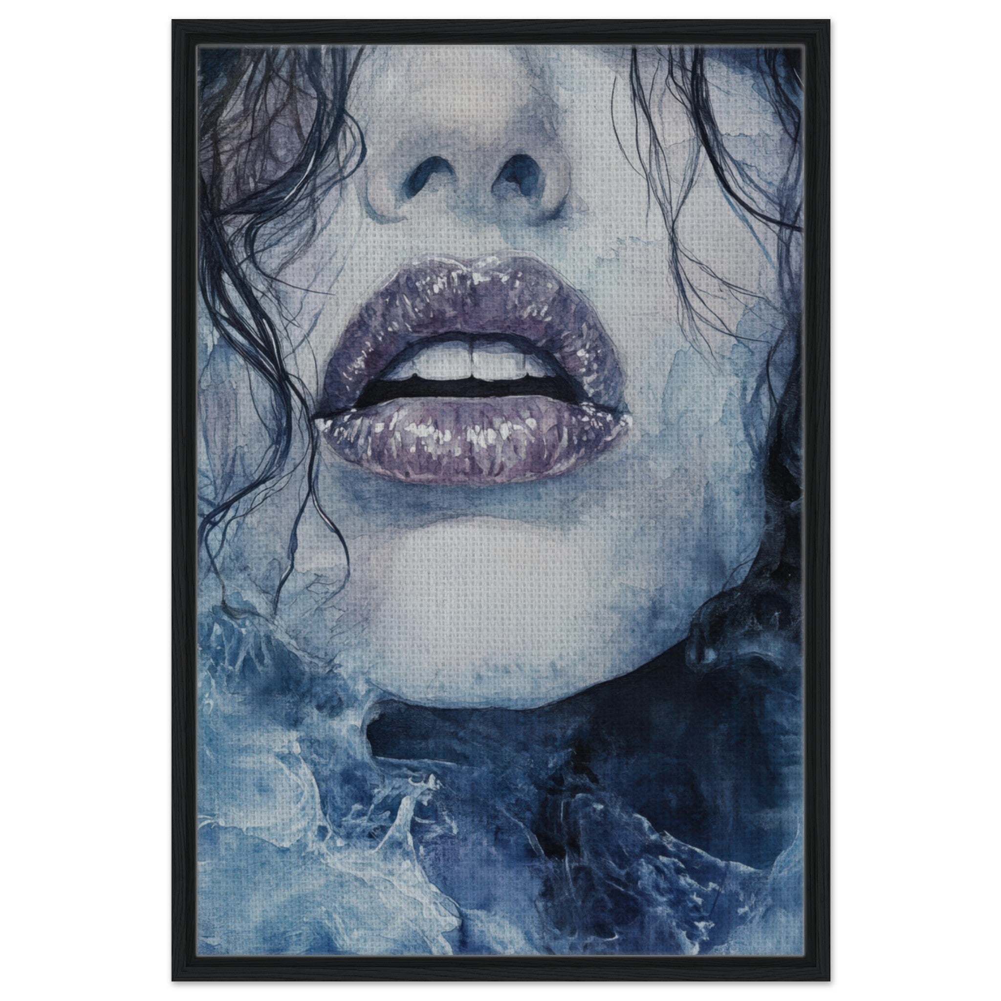 Framed Canvas Portrait - The Sirens Lament Gothic Watercolor Extreme Los 4 - Shop Ai Art WebShop - Digital Art online Store