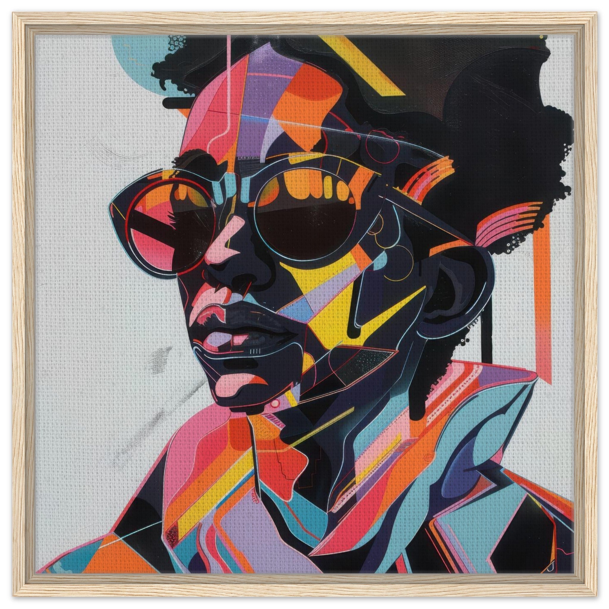 Framed Canvas Square - Afrofuturism swedish sharkansas in abstract styl 3 - Shop Ai Art WebShop - Digital Art online Store