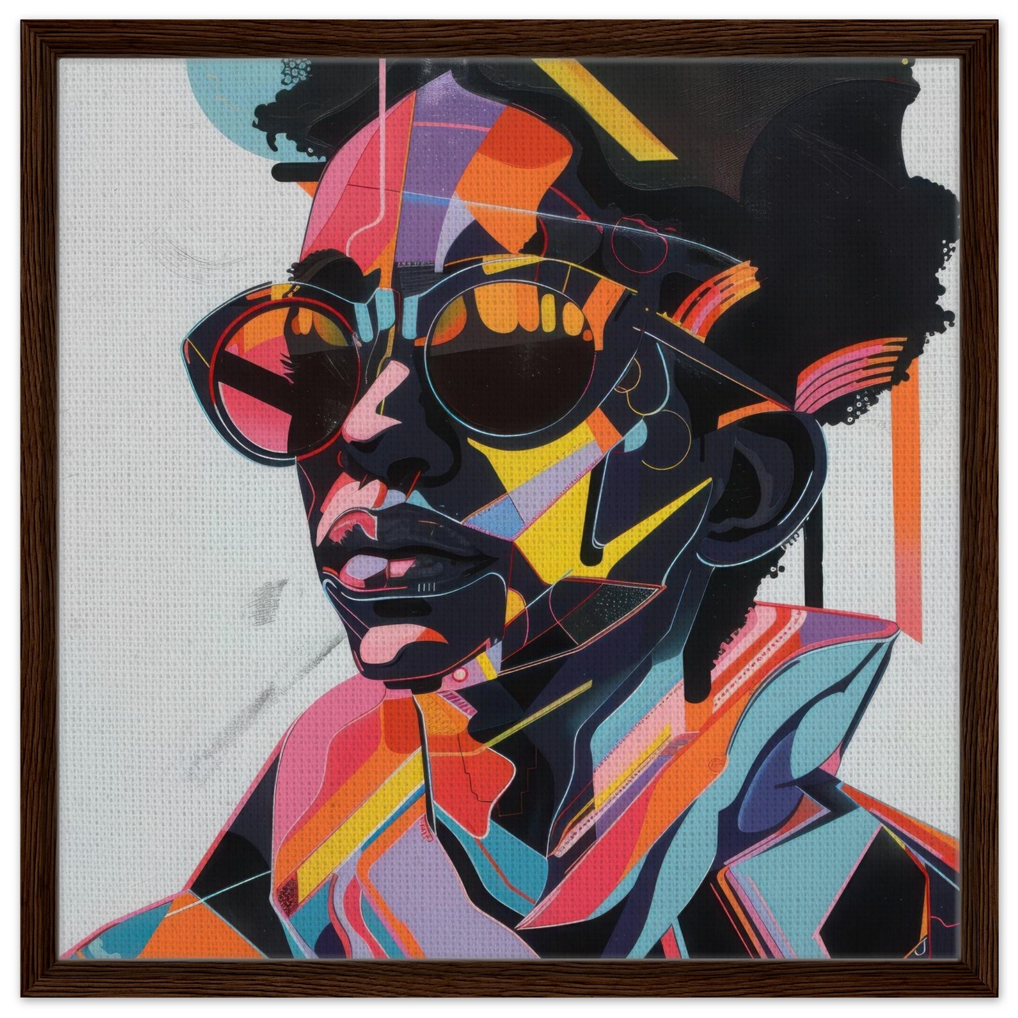 Framed Canvas Square - Afrofuturism swedish sharkansas in abstract styl 3 - Shop Ai Art WebShop - Digital Art online Store