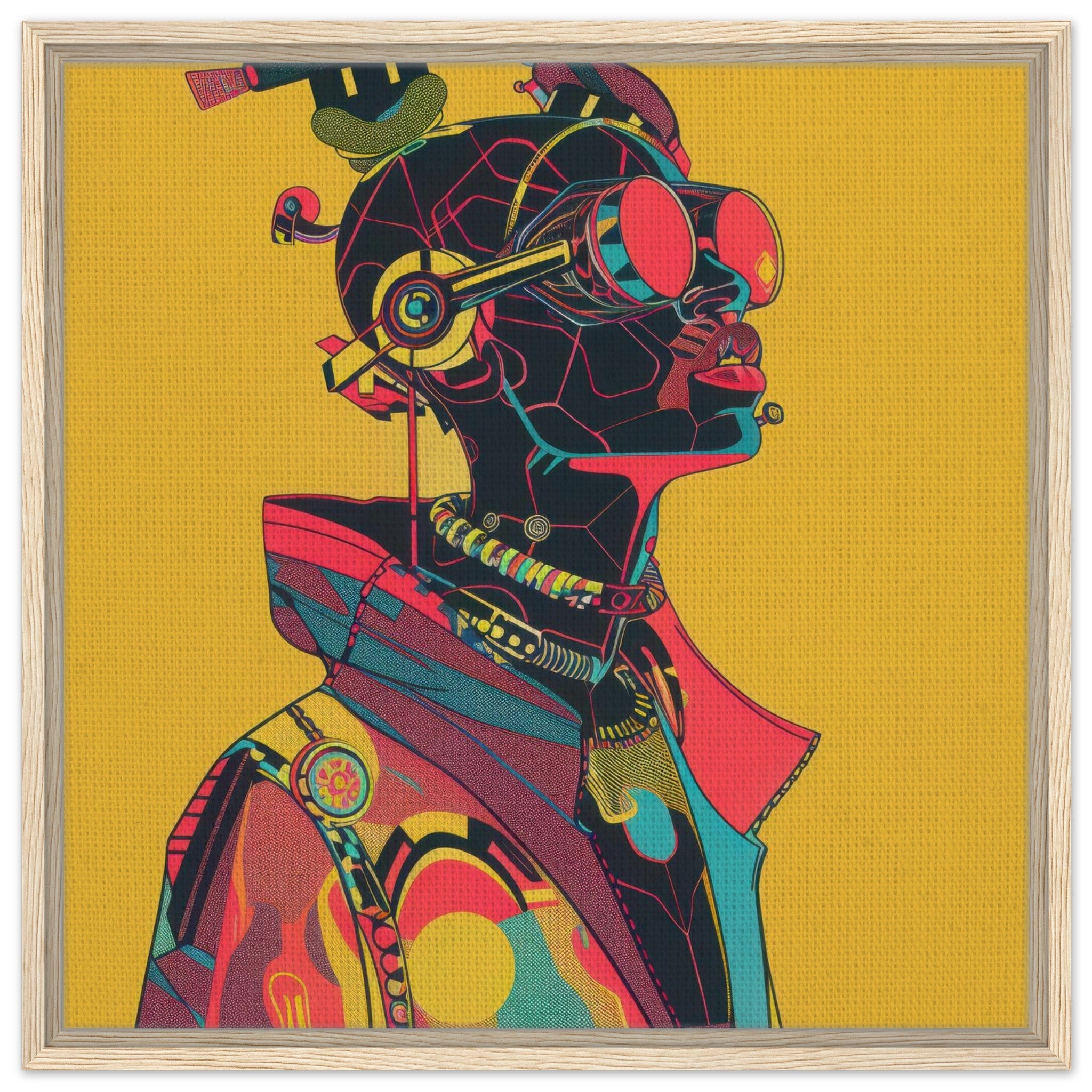 Framed Canvas Square - Afrofuturism swedish sharkansas in abstract styl 6 - Shop Ai Art WebShop - Digital Art online Store