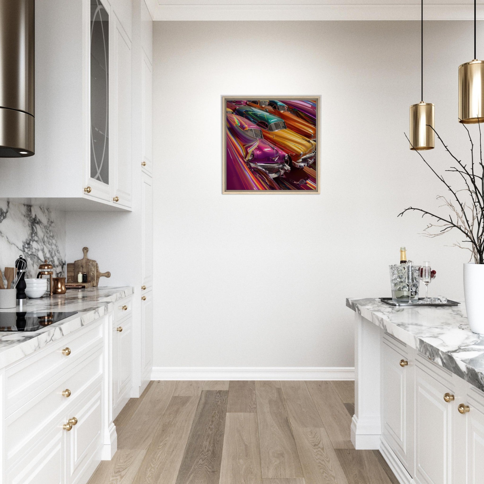 Framed Canvas Square - Classic Cars Art - Shop Ai Art WebShop - Digital Art online Store