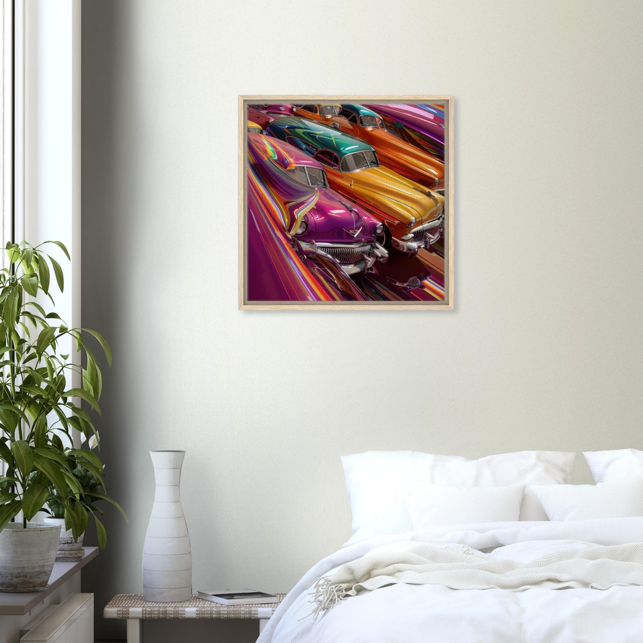 Framed Canvas Square - Classic Cars Art - Shop Ai Art WebShop - Digital Art online Store