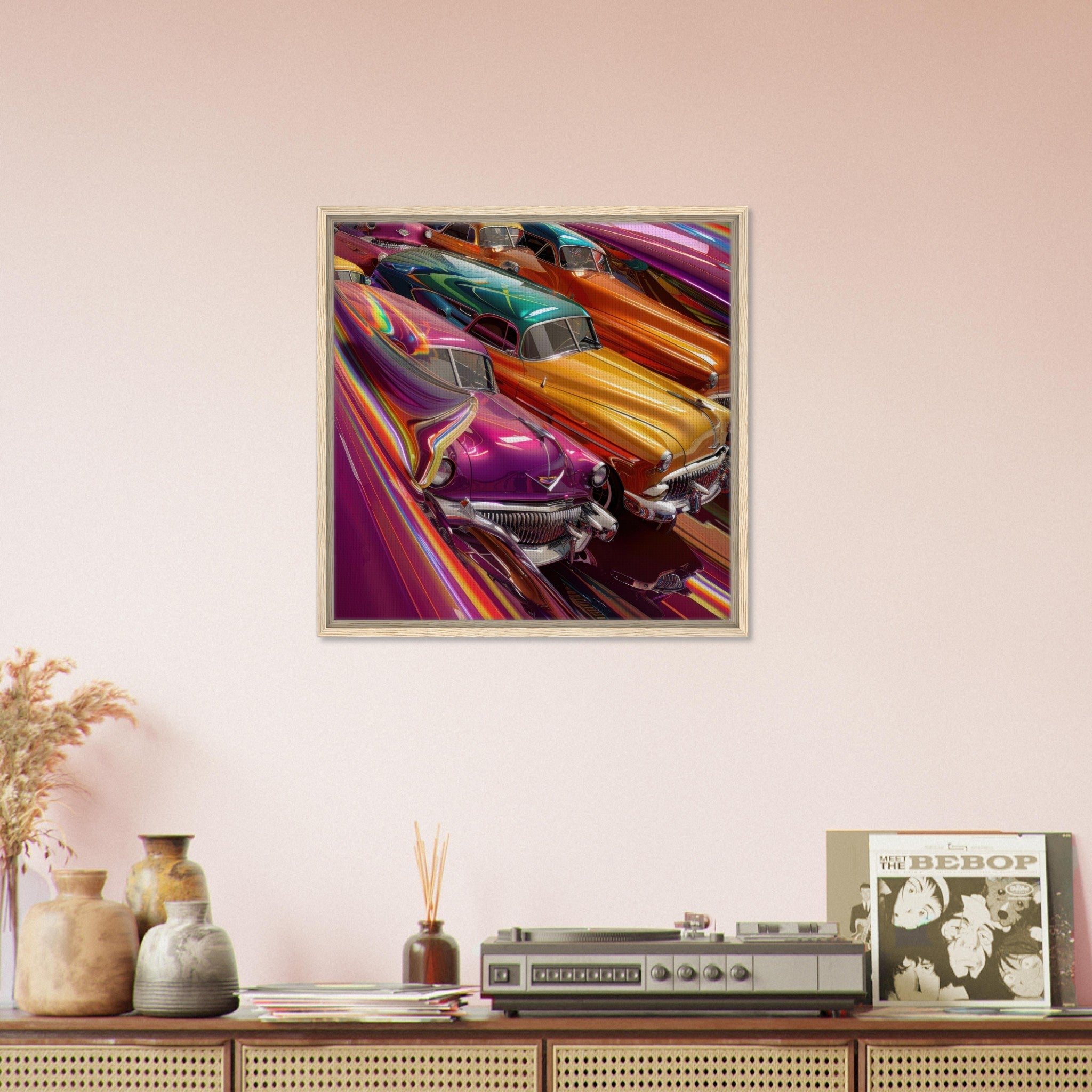 Framed Canvas Square - Classic Cars Art - Shop Ai Art WebShop - Digital Art online Store