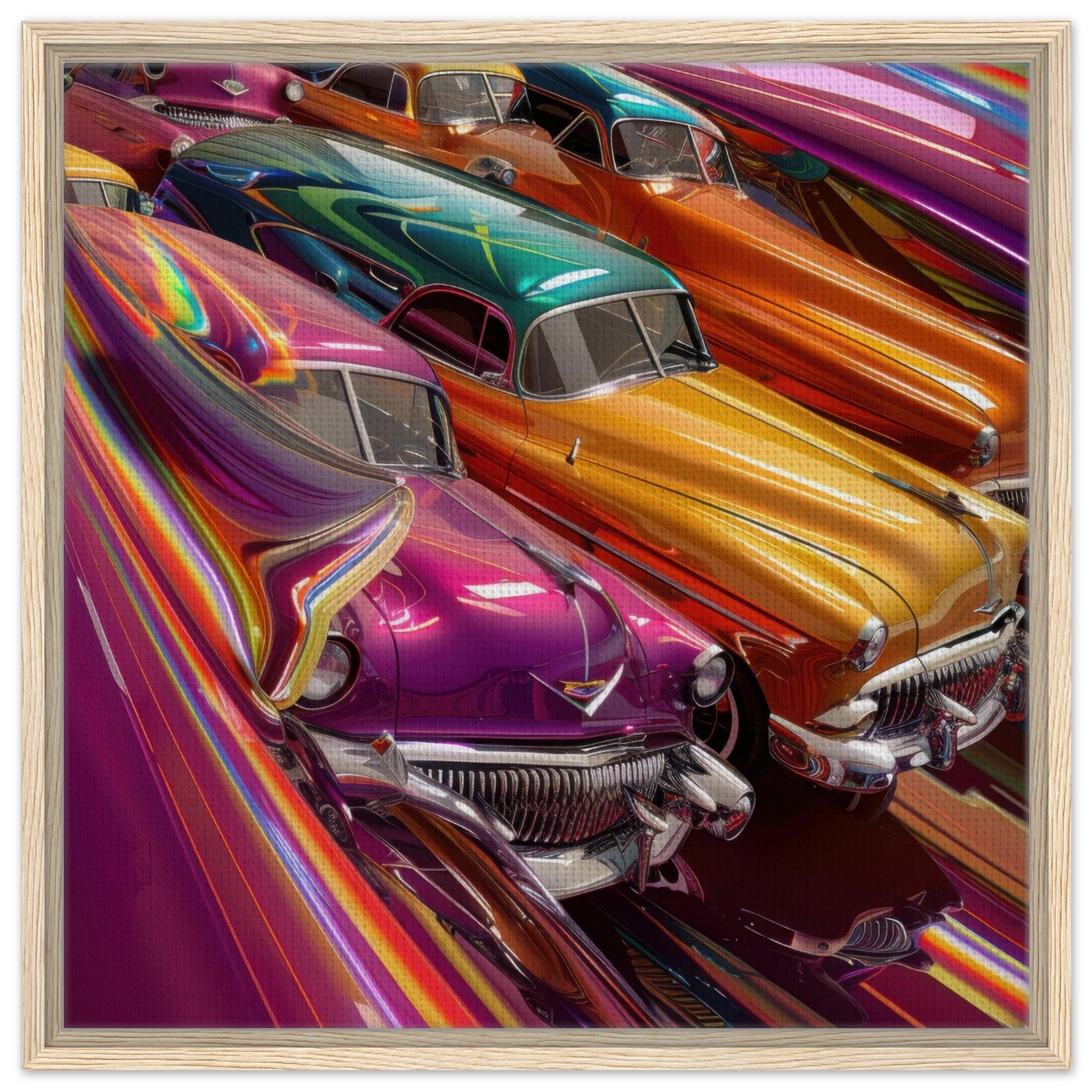Framed Canvas Square - Classic Cars Art - Shop Ai Art WebShop - Digital Art online Store