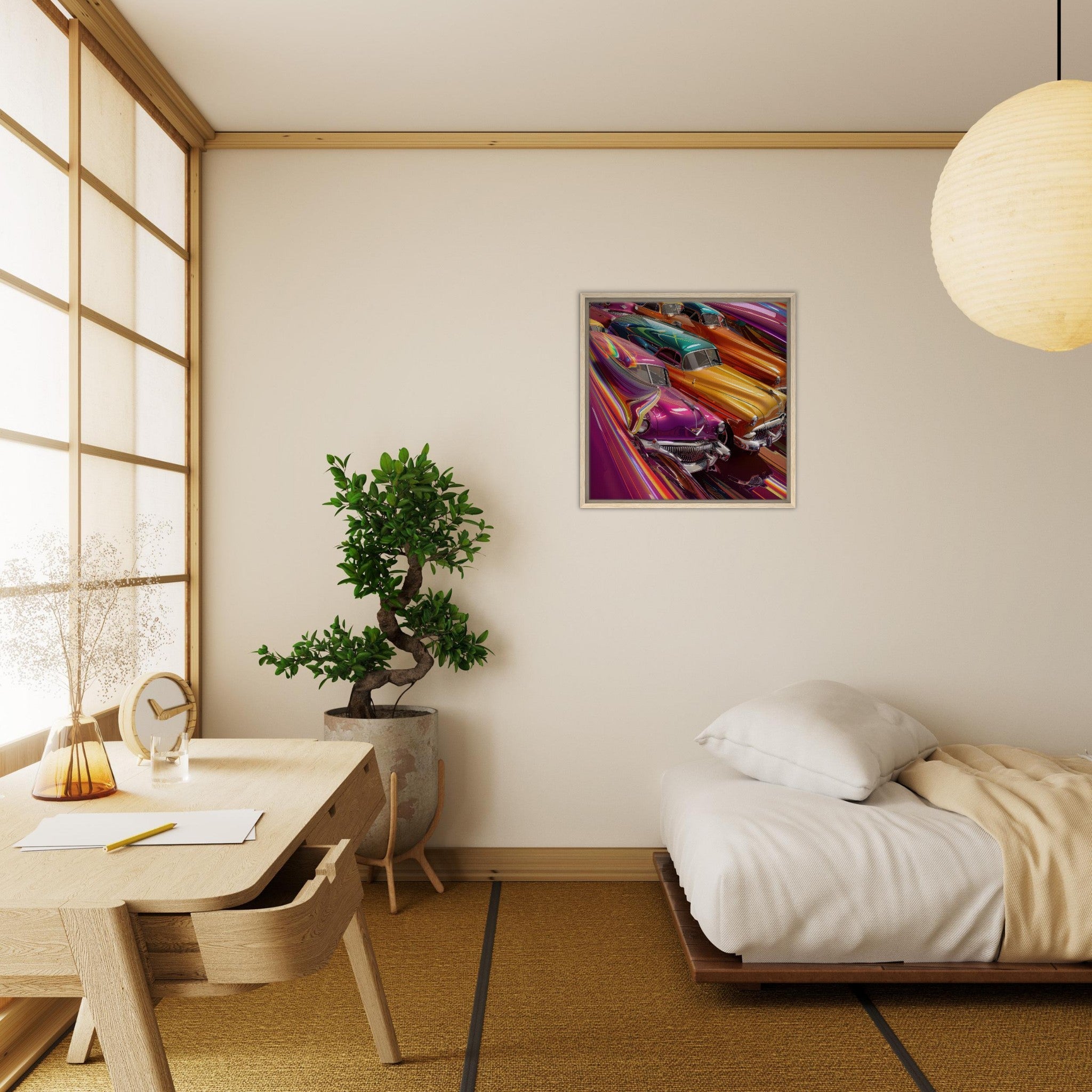 Framed Canvas Square - Classic Cars Art - Shop Ai Art WebShop - Digital Art online Store