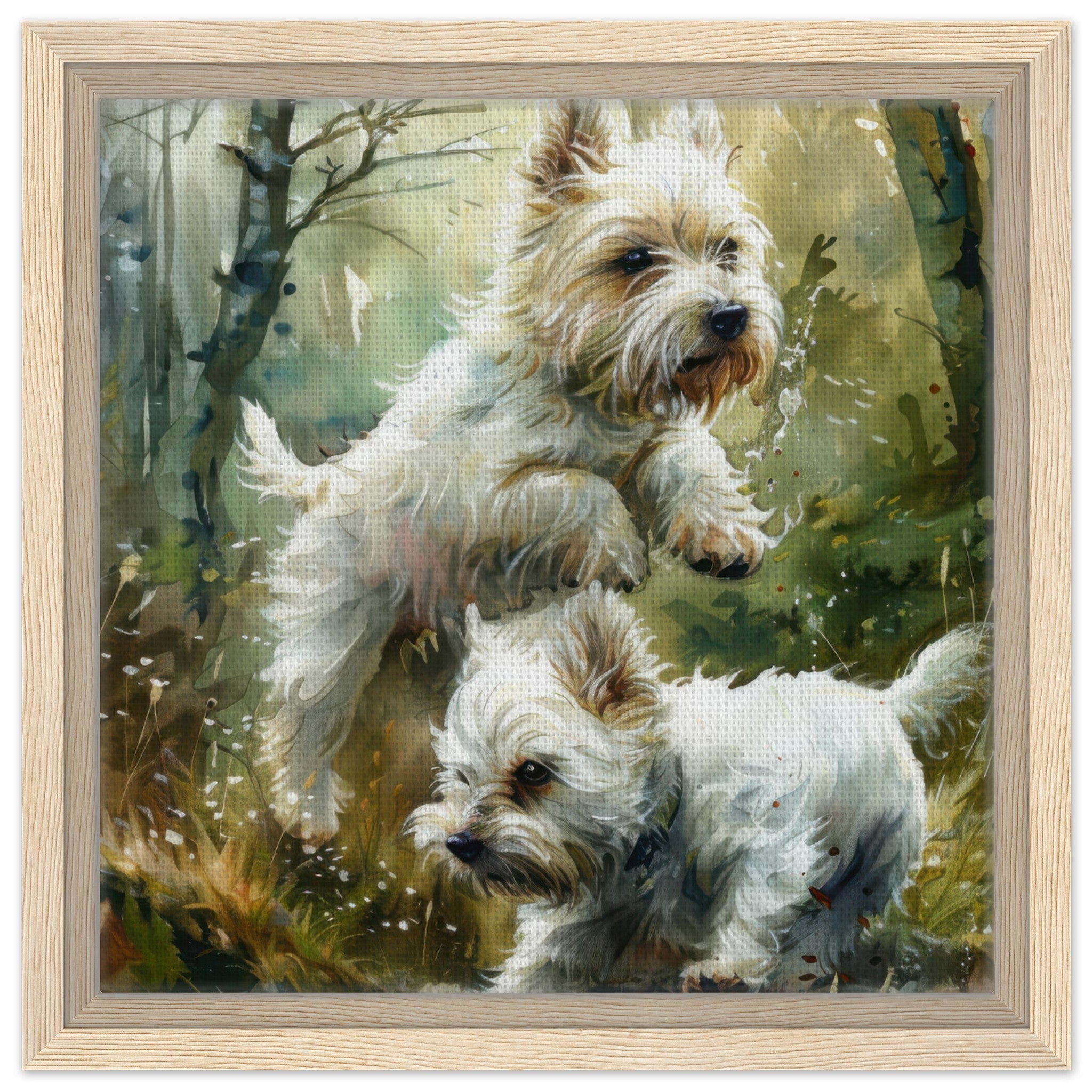 Framed Canvas Square - Dogs Westie Art1 - Shop Ai Art WebShop - Digital Art online Store