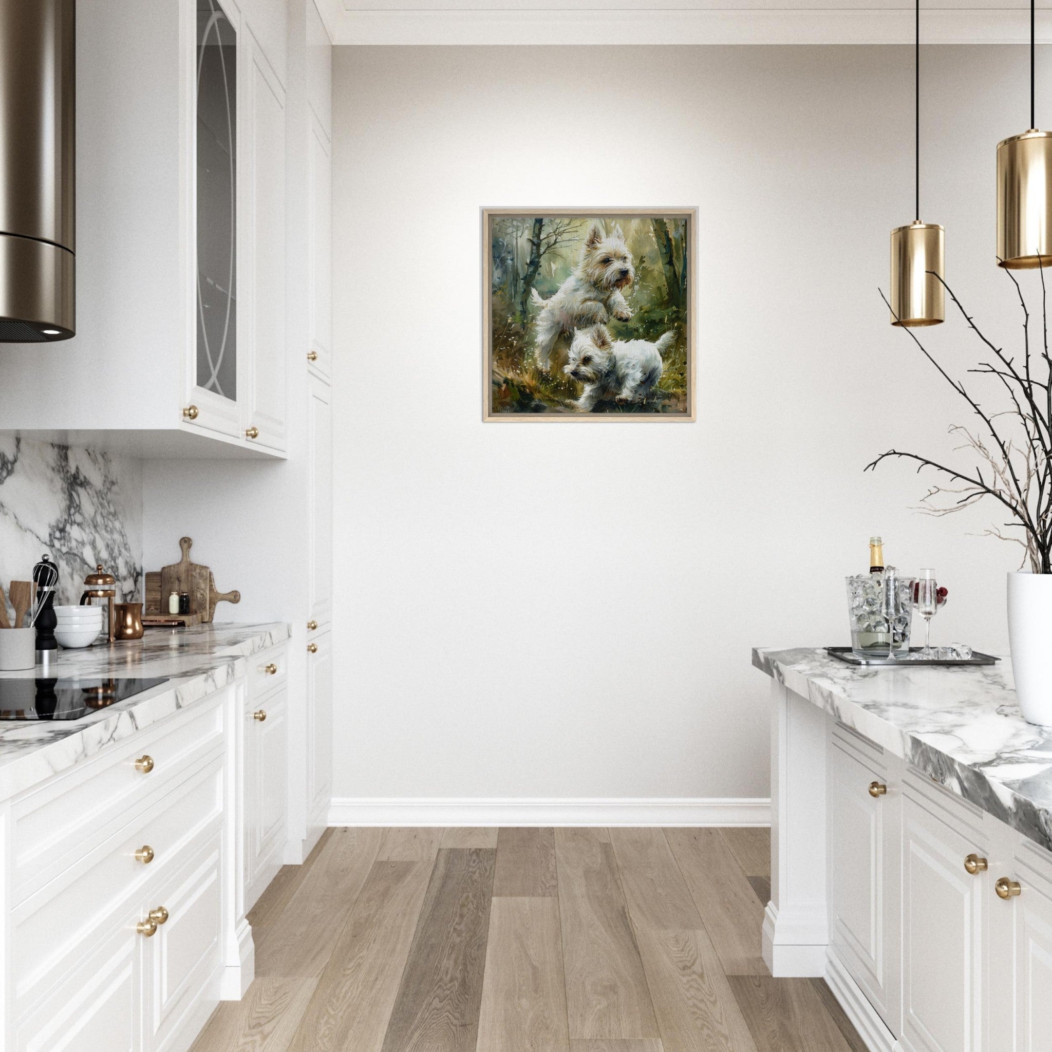 Framed Canvas Square - Dogs Westie Art1 - Shop Ai Art WebShop - Digital Art online Store