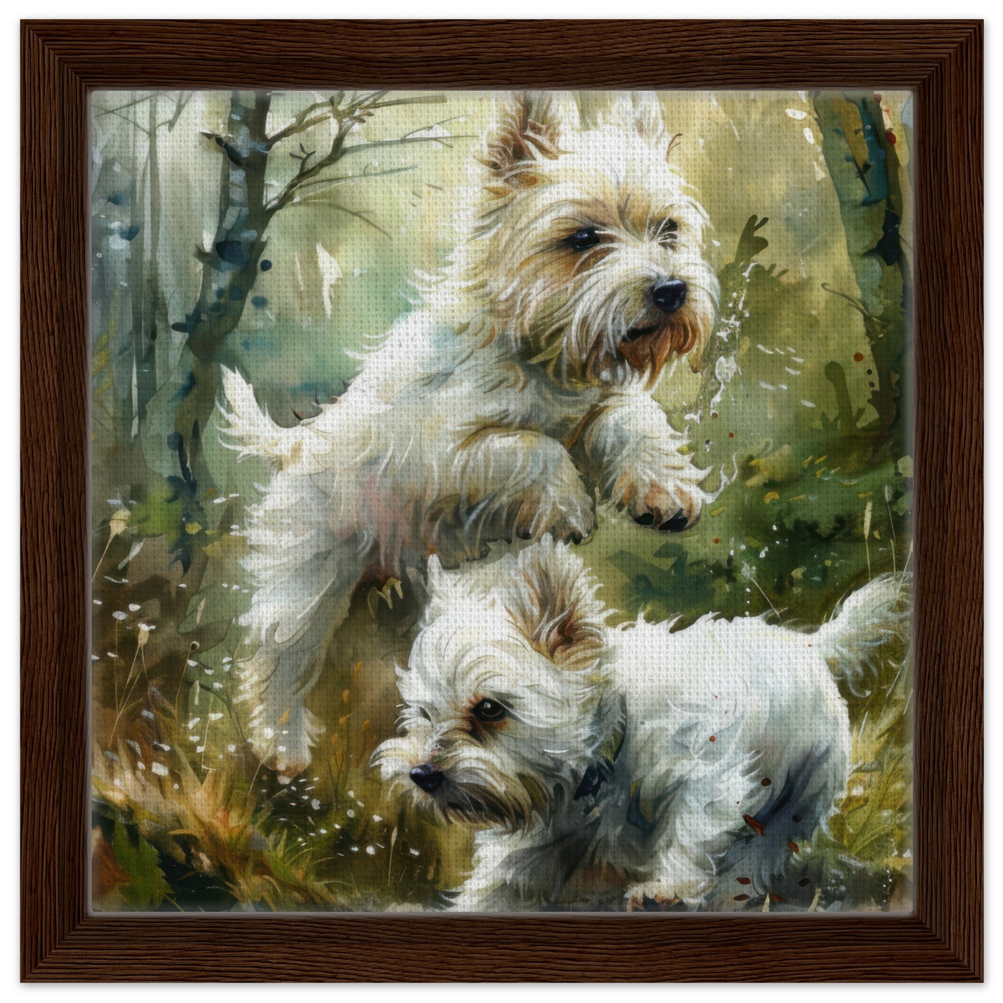 Framed Canvas Square - Dogs Westie Art1 - Shop Ai Art WebShop - Digital Art online Store