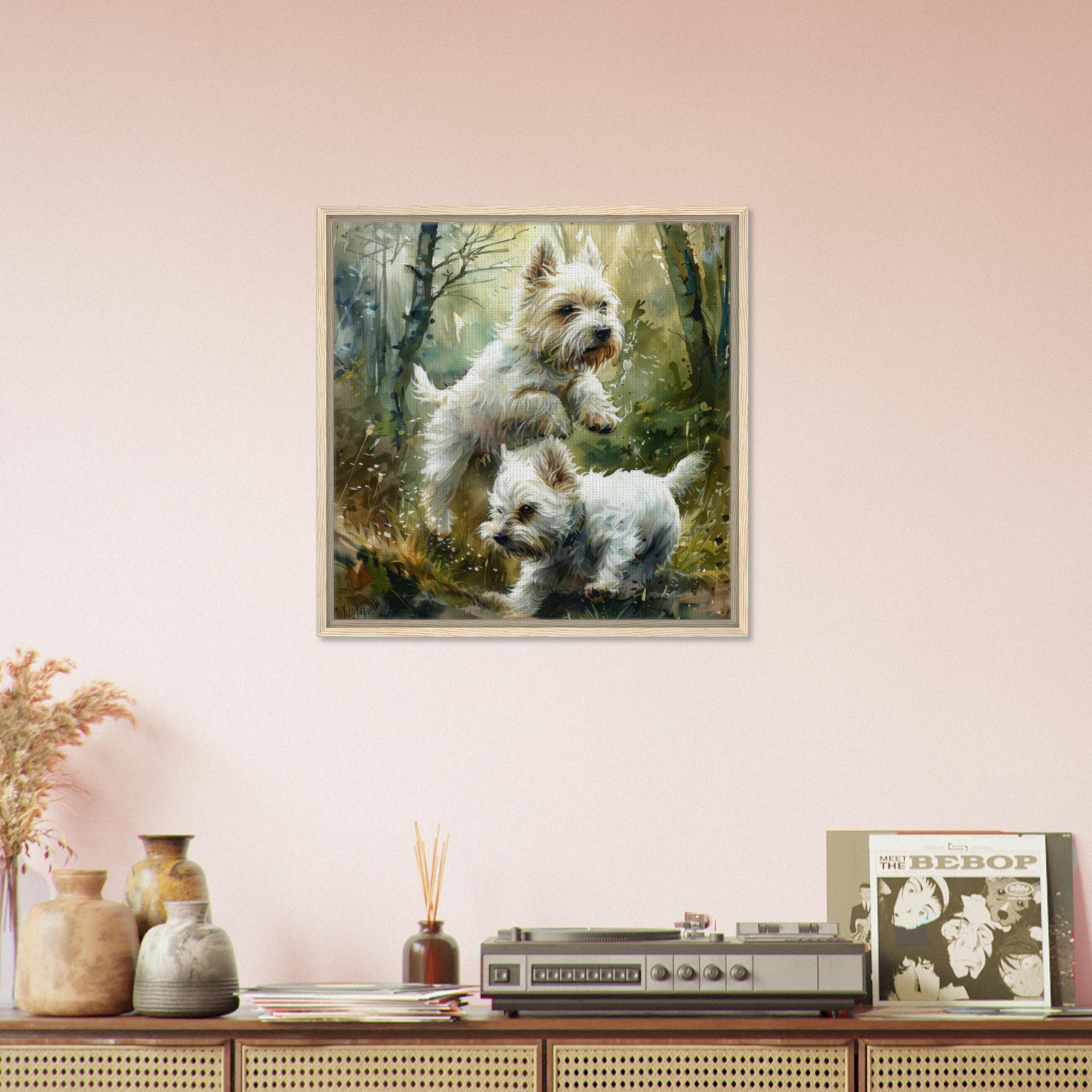 Framed Canvas Square - Dogs Westie Art1 - Shop Ai Art WebShop - Digital Art online Store