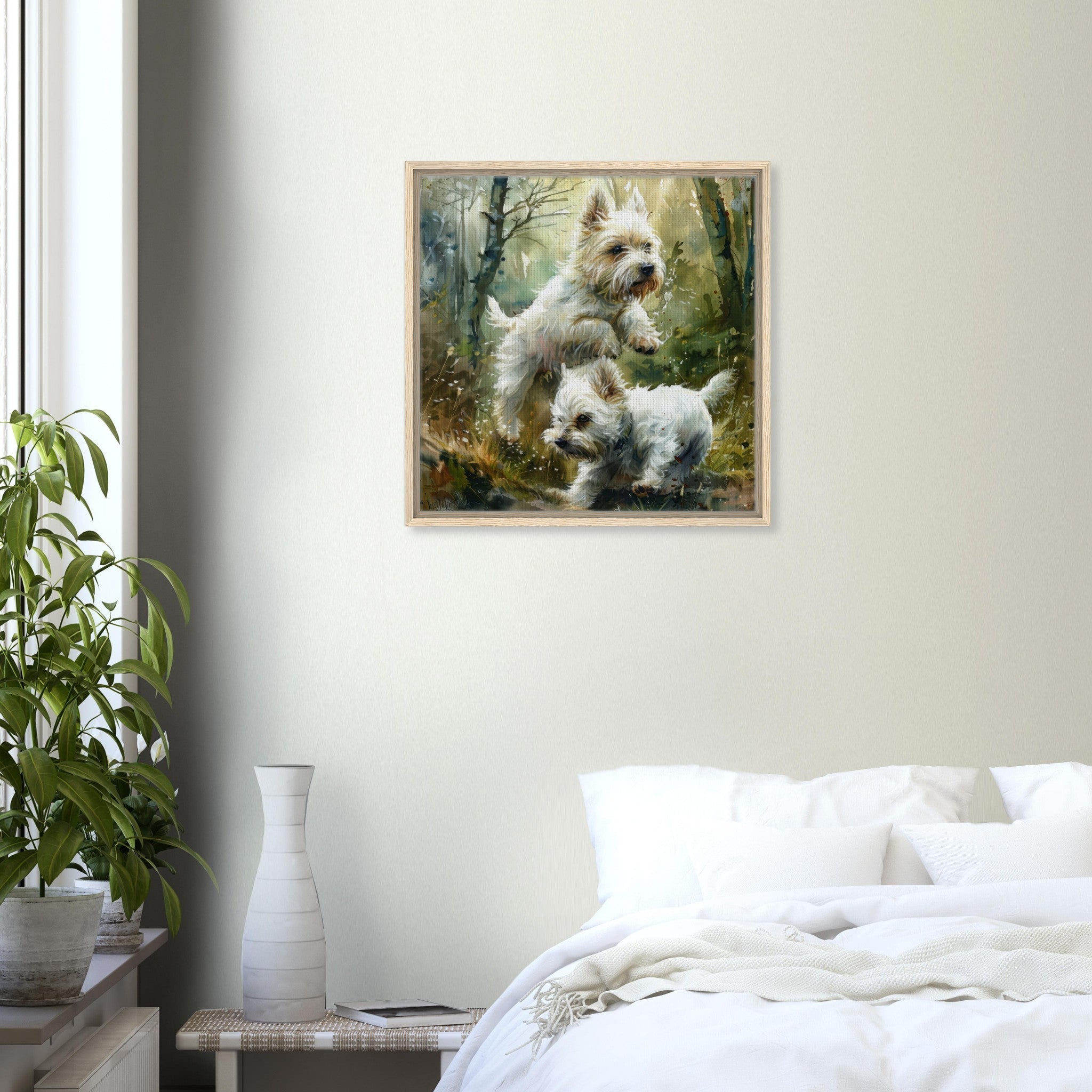 Framed Canvas Square - Dogs Westie Art1 - Shop Ai Art WebShop - Digital Art online Store