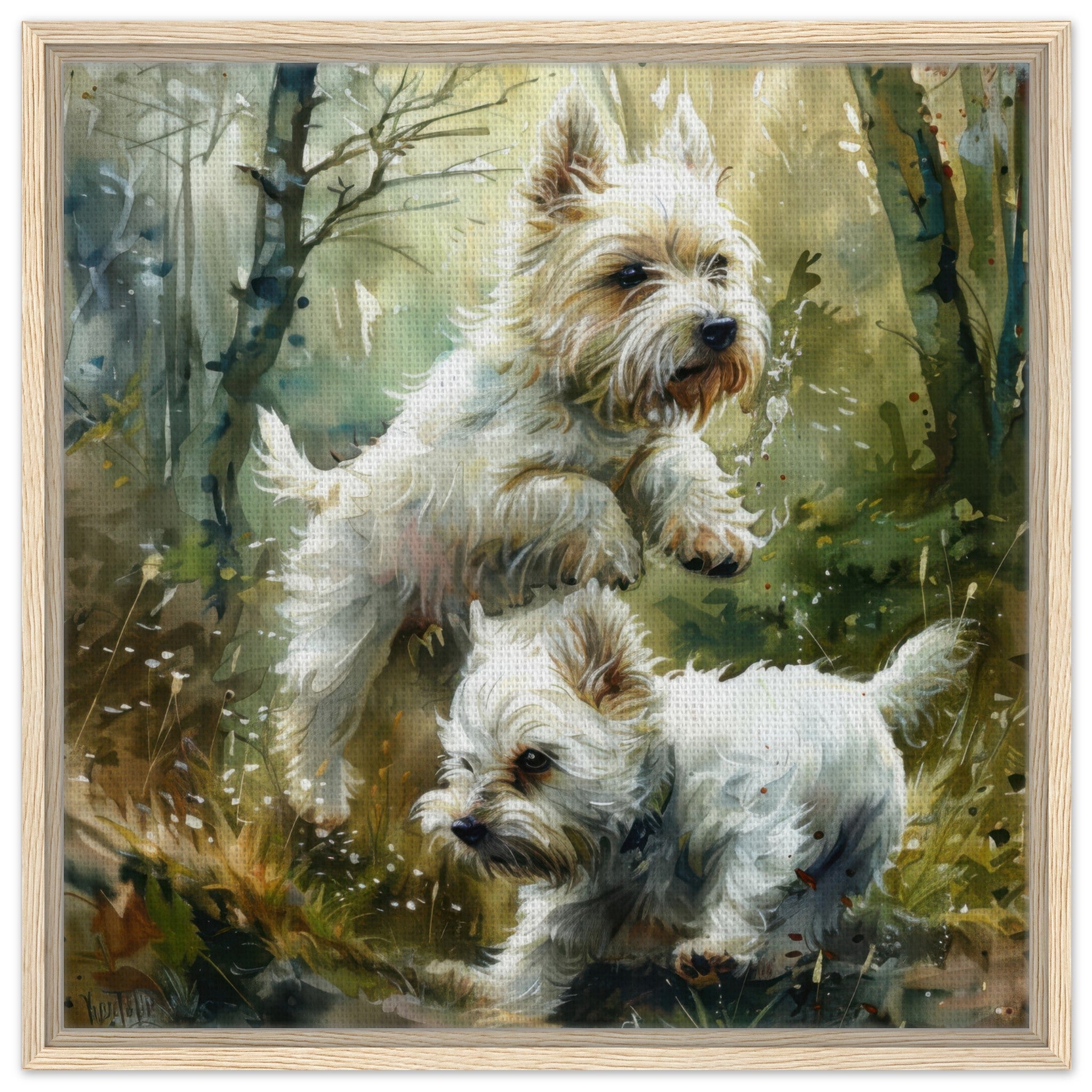Framed Canvas Square - Dogs Westie Art1 - Shop Ai Art WebShop - Digital Art online Store