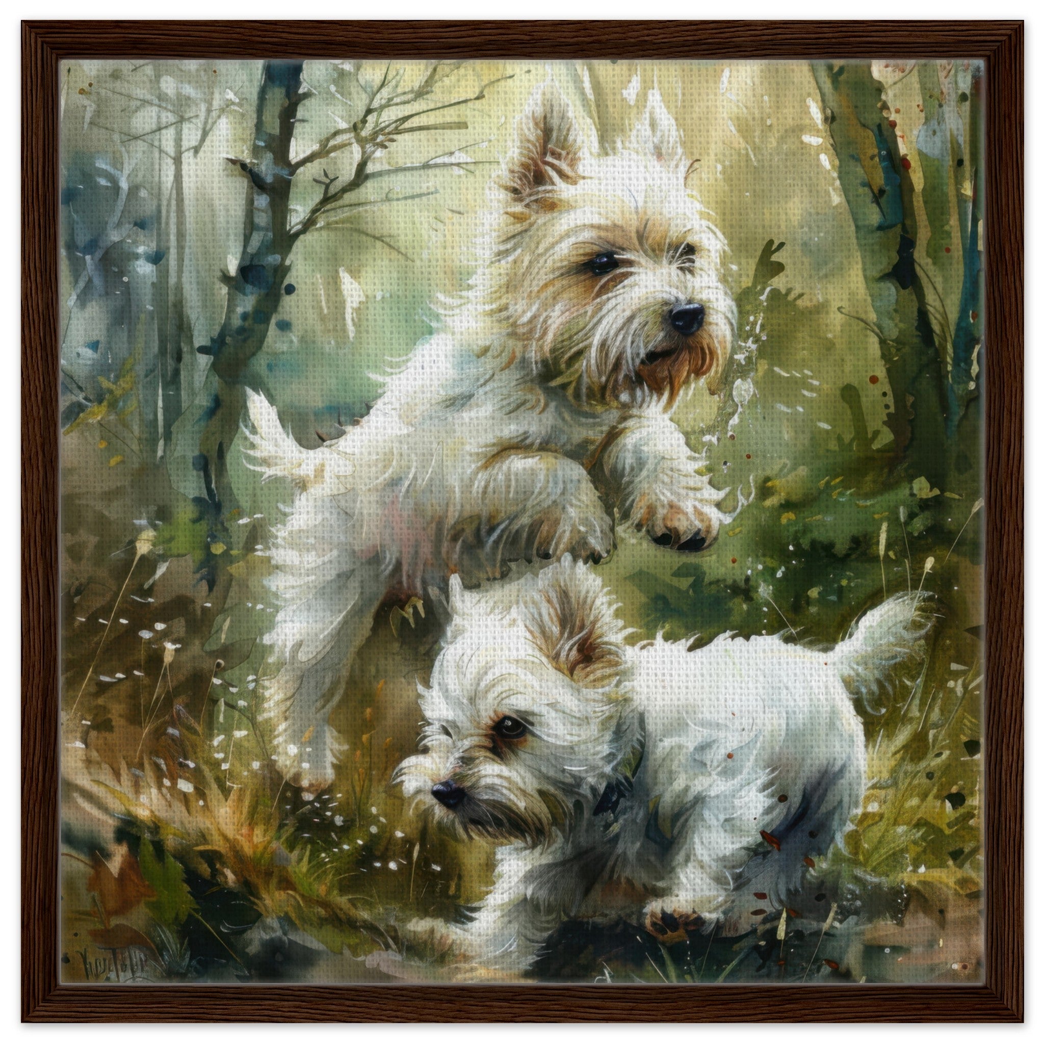 Framed Canvas Square - Dogs Westie Art1 - Shop Ai Art WebShop - Digital Art online Store