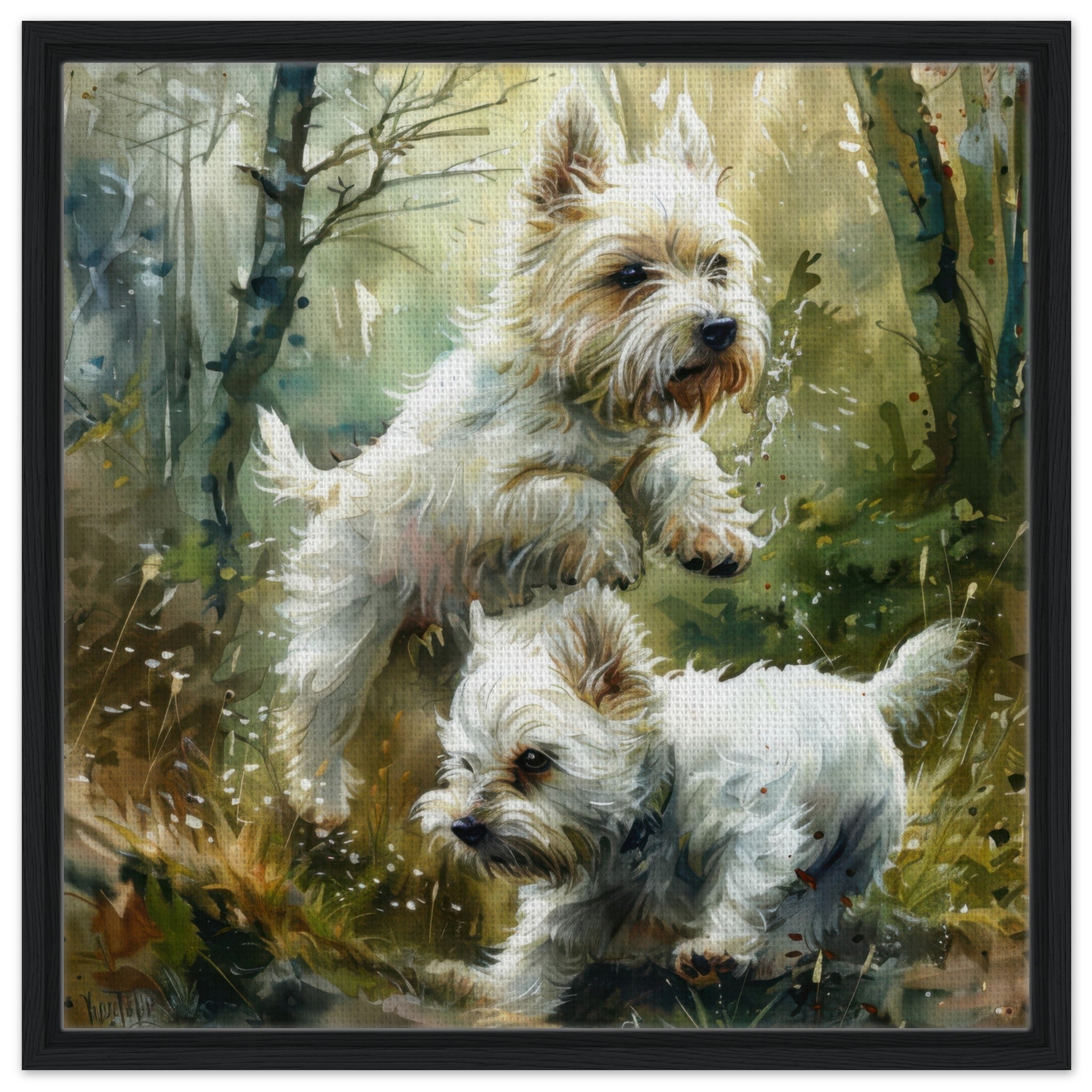 Framed Canvas Square - Dogs Westie Art1 - Shop Ai Art WebShop - Digital Art online Store