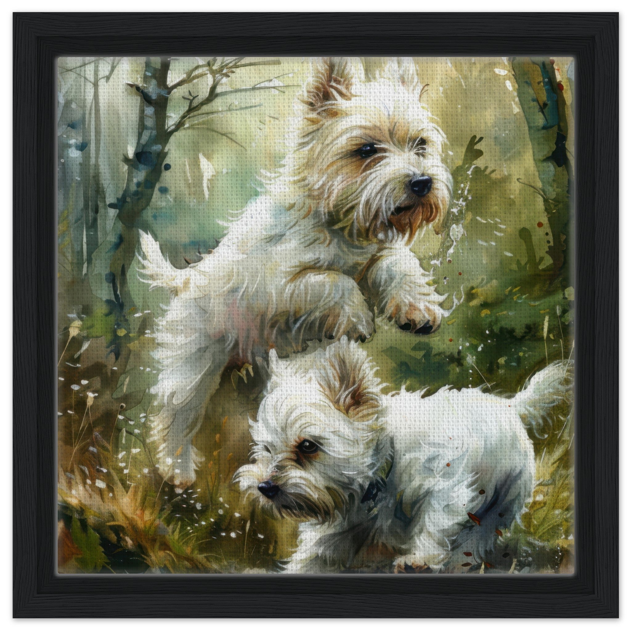 Framed Canvas Square - Dogs Westie Art1 - Shop Ai Art WebShop - Digital Art online Store