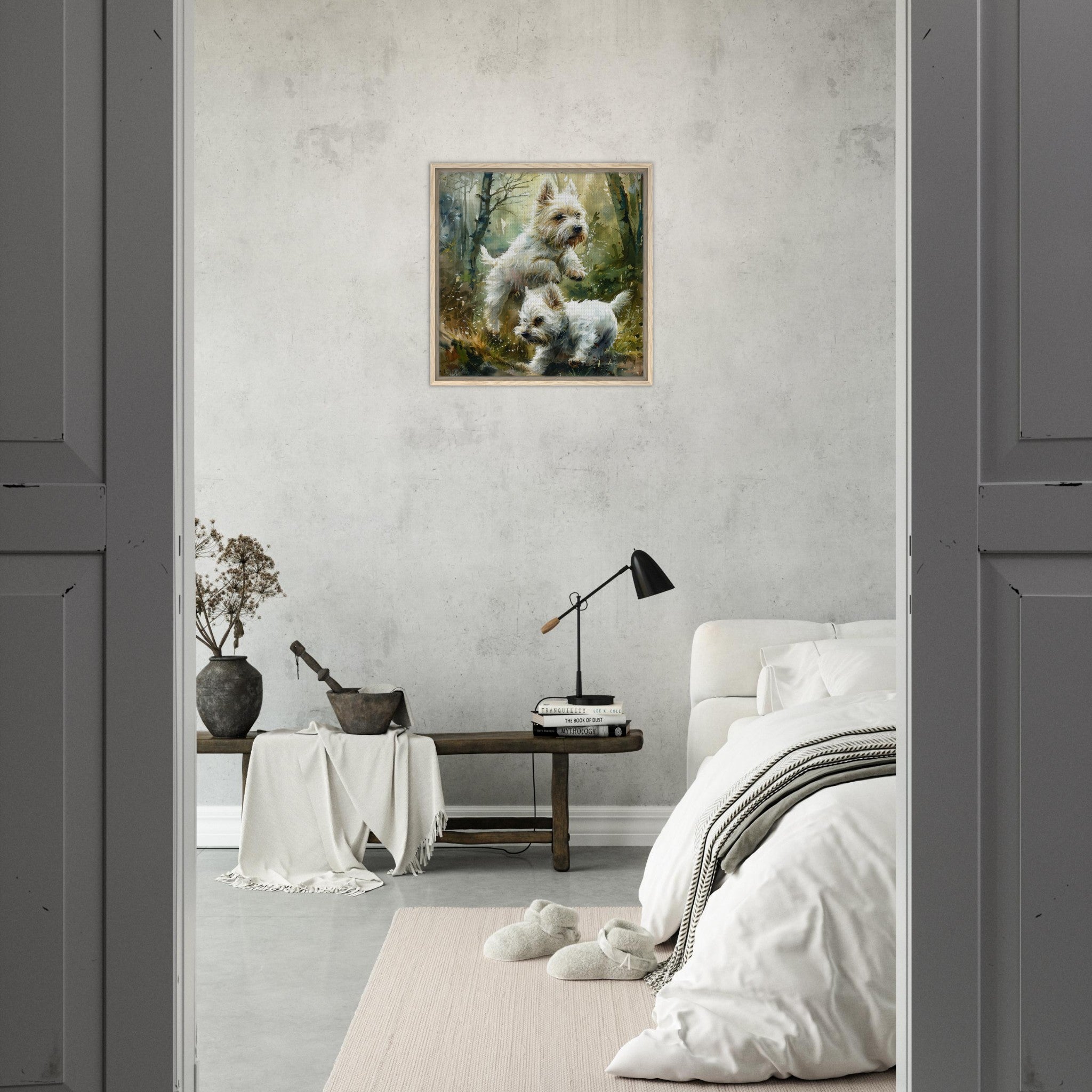 Framed Canvas Square - Dogs Westie Art1 - Shop Ai Art WebShop - Digital Art online Store
