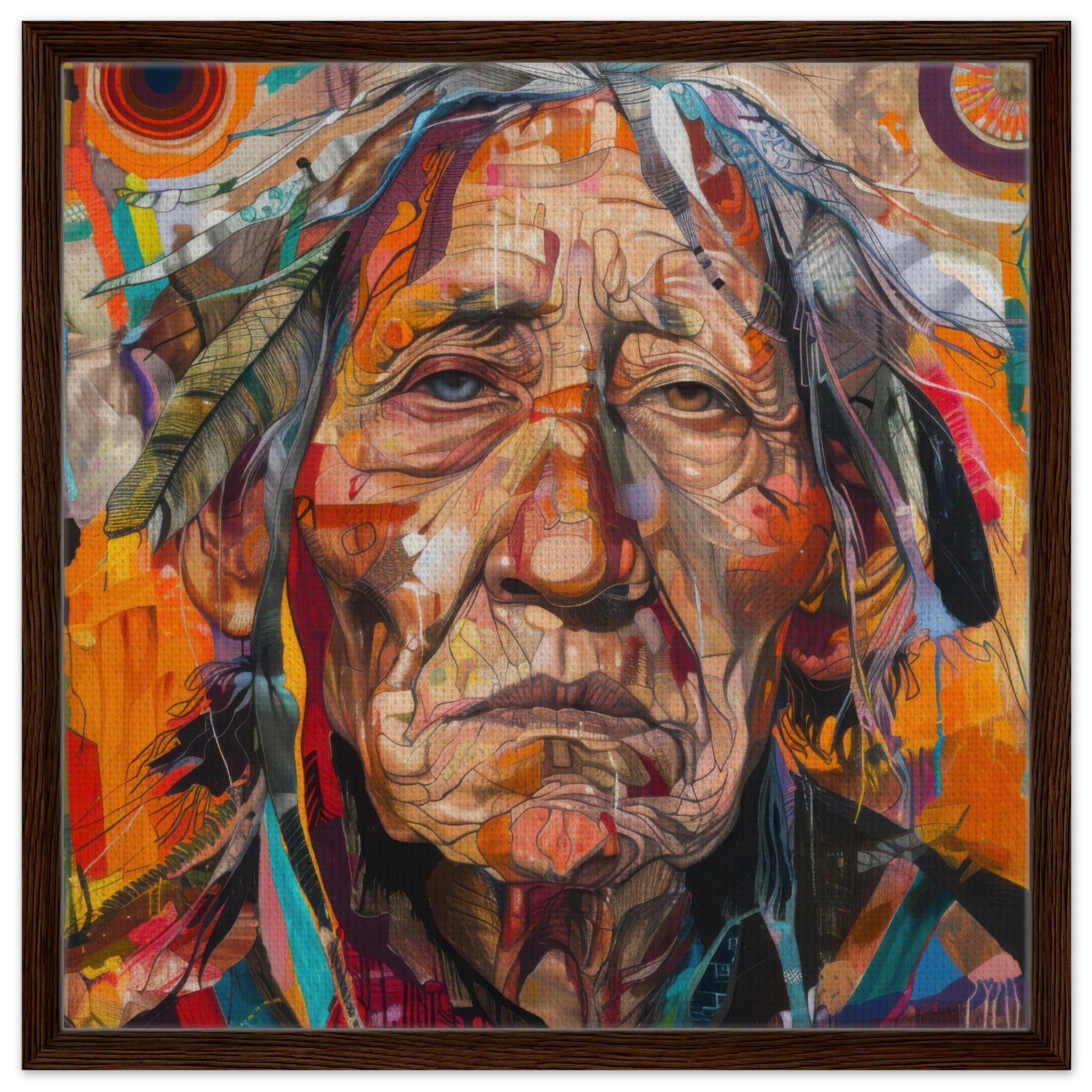 Framed Canvas Square - Expressionism art style American ancestors 3 - Shop Ai Art WebShop - Digital Art online Store