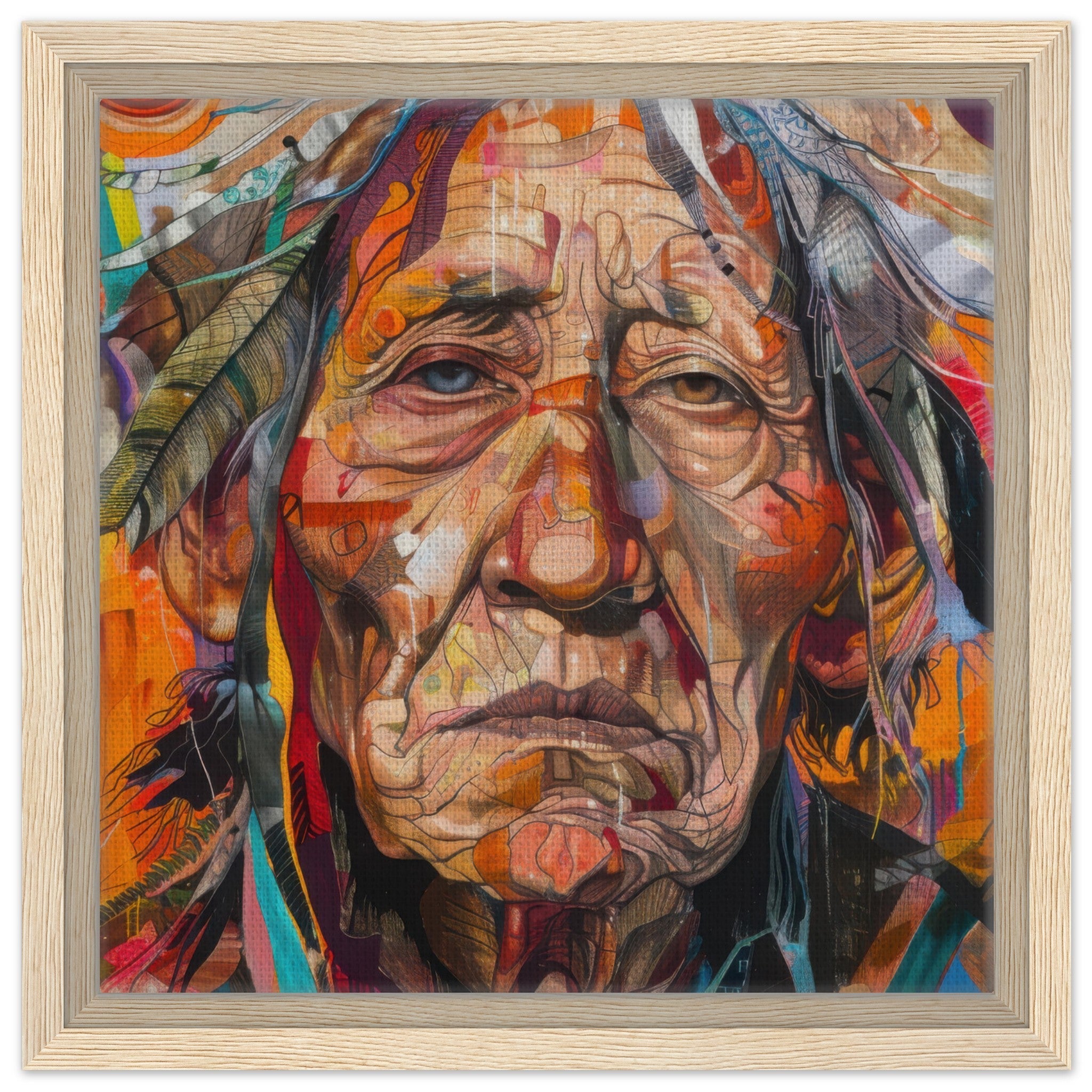 Framed Canvas Square - Expressionism art style American ancestors 3 - Shop Ai Art WebShop - Digital Art online Store