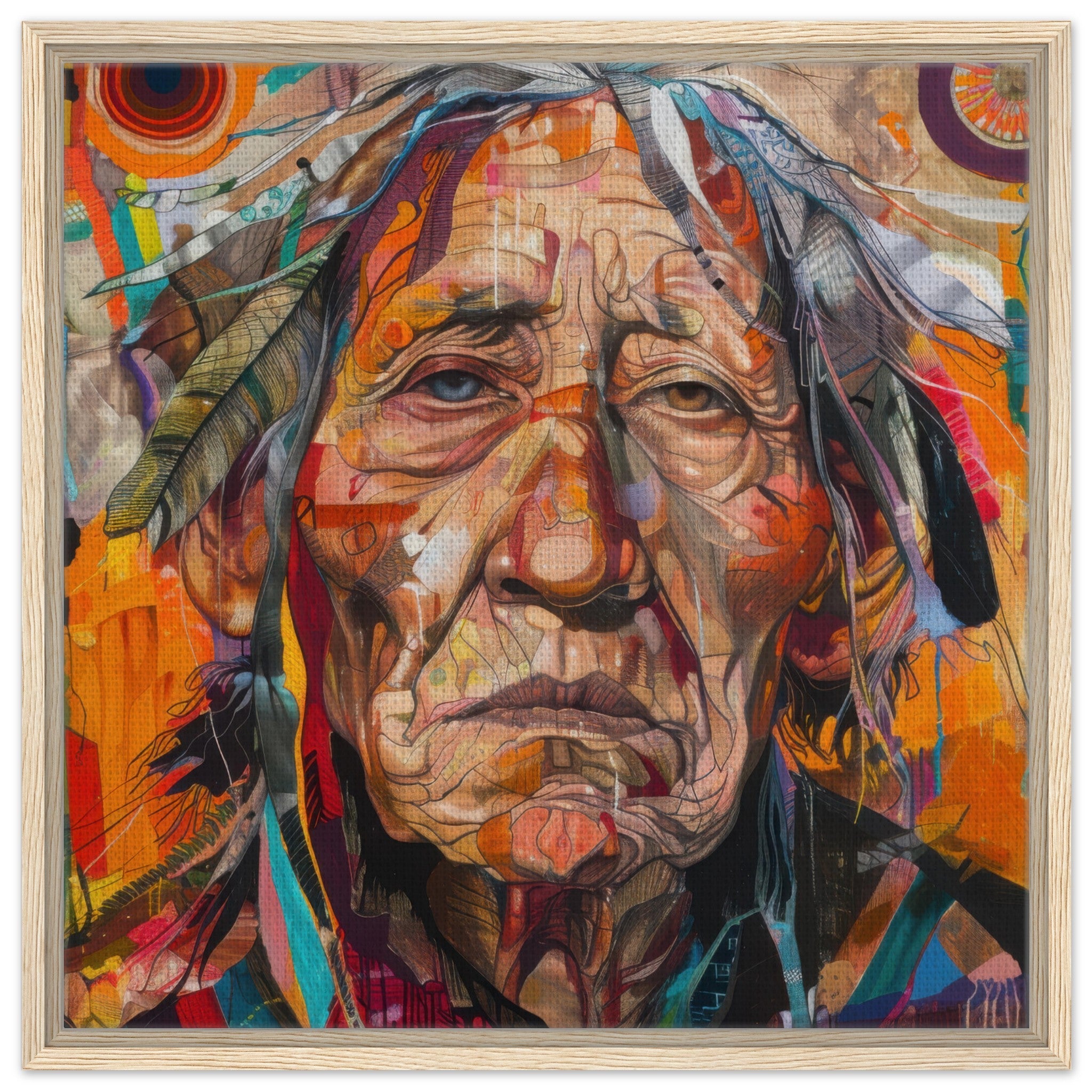 Framed Canvas Square - Expressionism art style American ancestors 3 - Shop Ai Art WebShop - Digital Art online Store