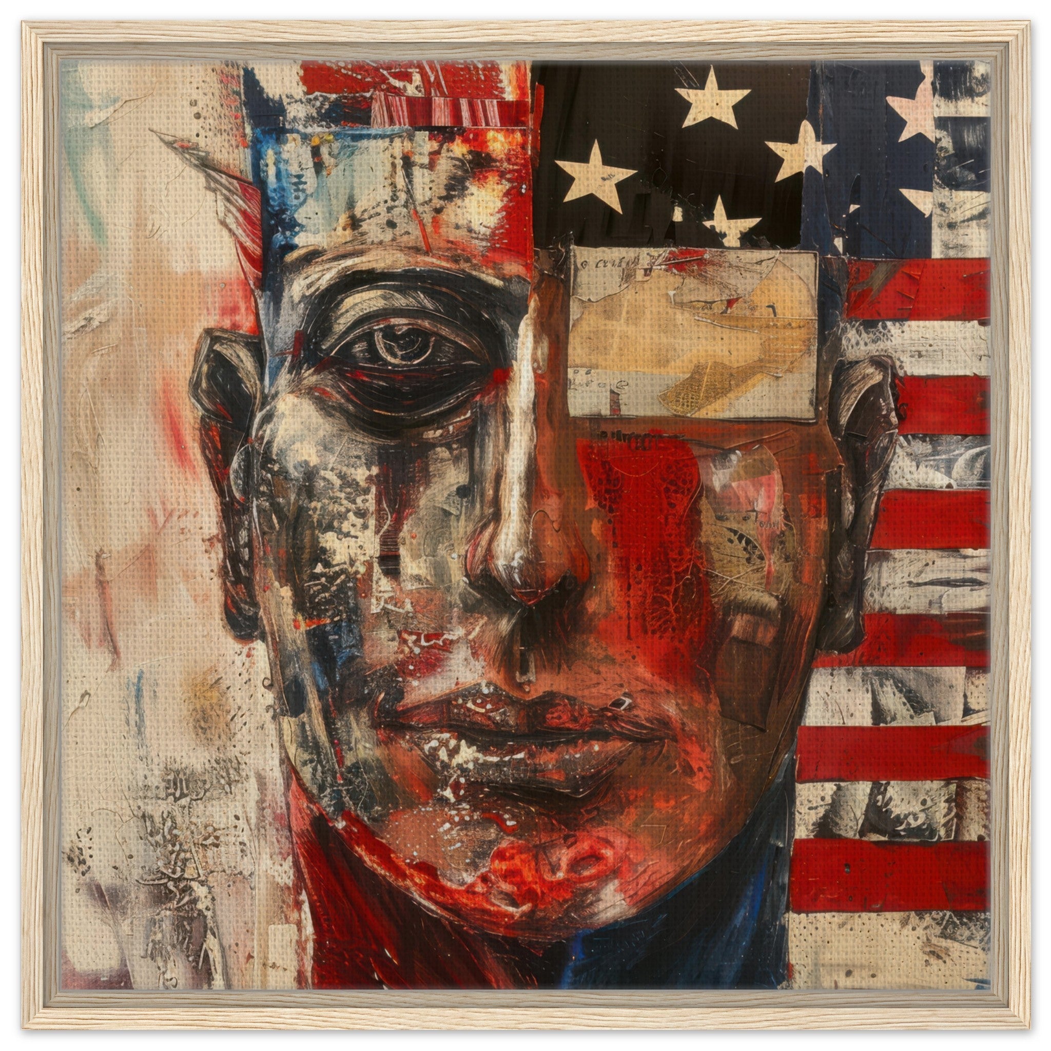 Framed Canvas Square - Expressionism art style American ancestors - Shop Ai Art WebShop - Digital Art online Store