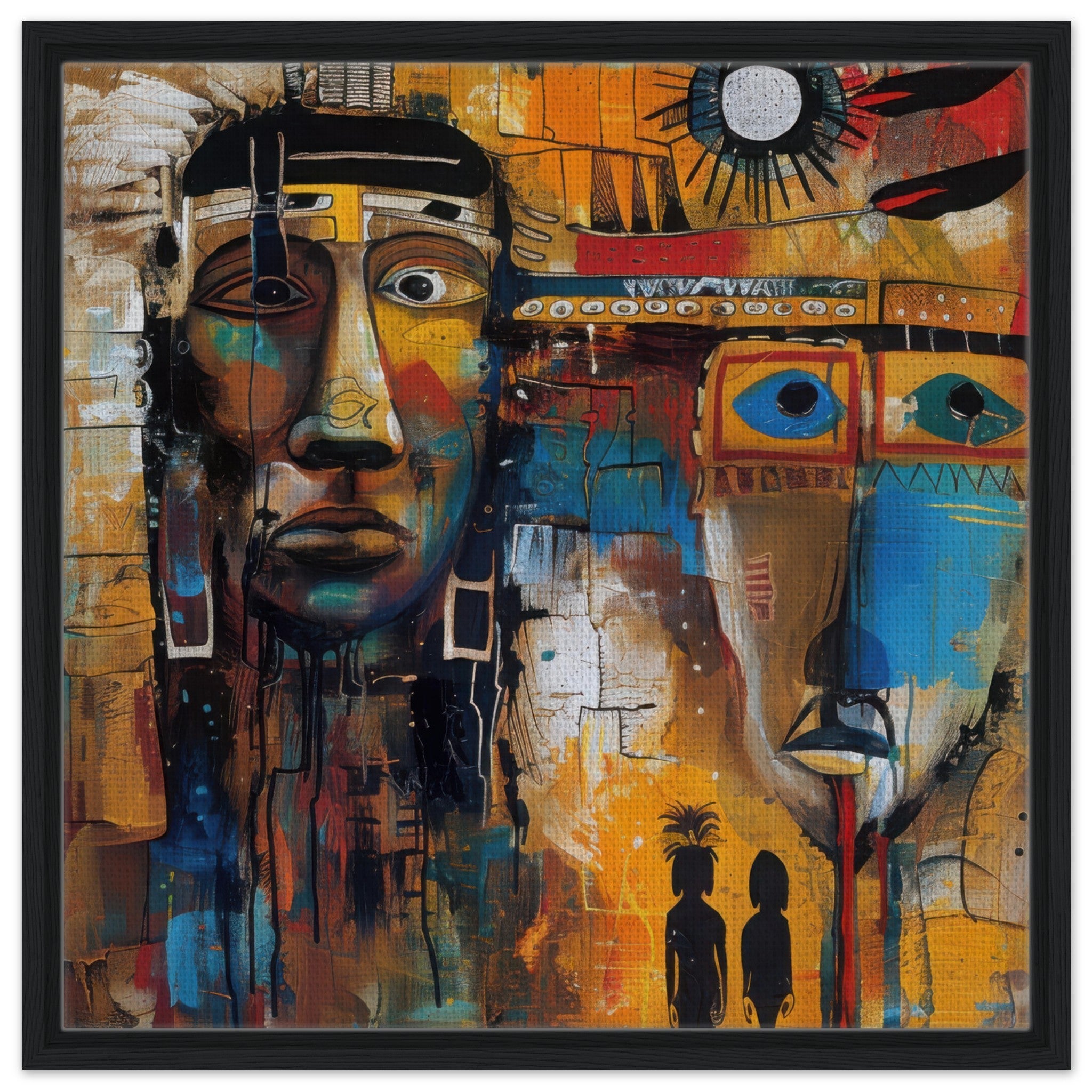 Framed Canvas Square - Expressionism art style Native Americans ancestors 4 - Shop Ai Art WebShop - Digital Art online Store