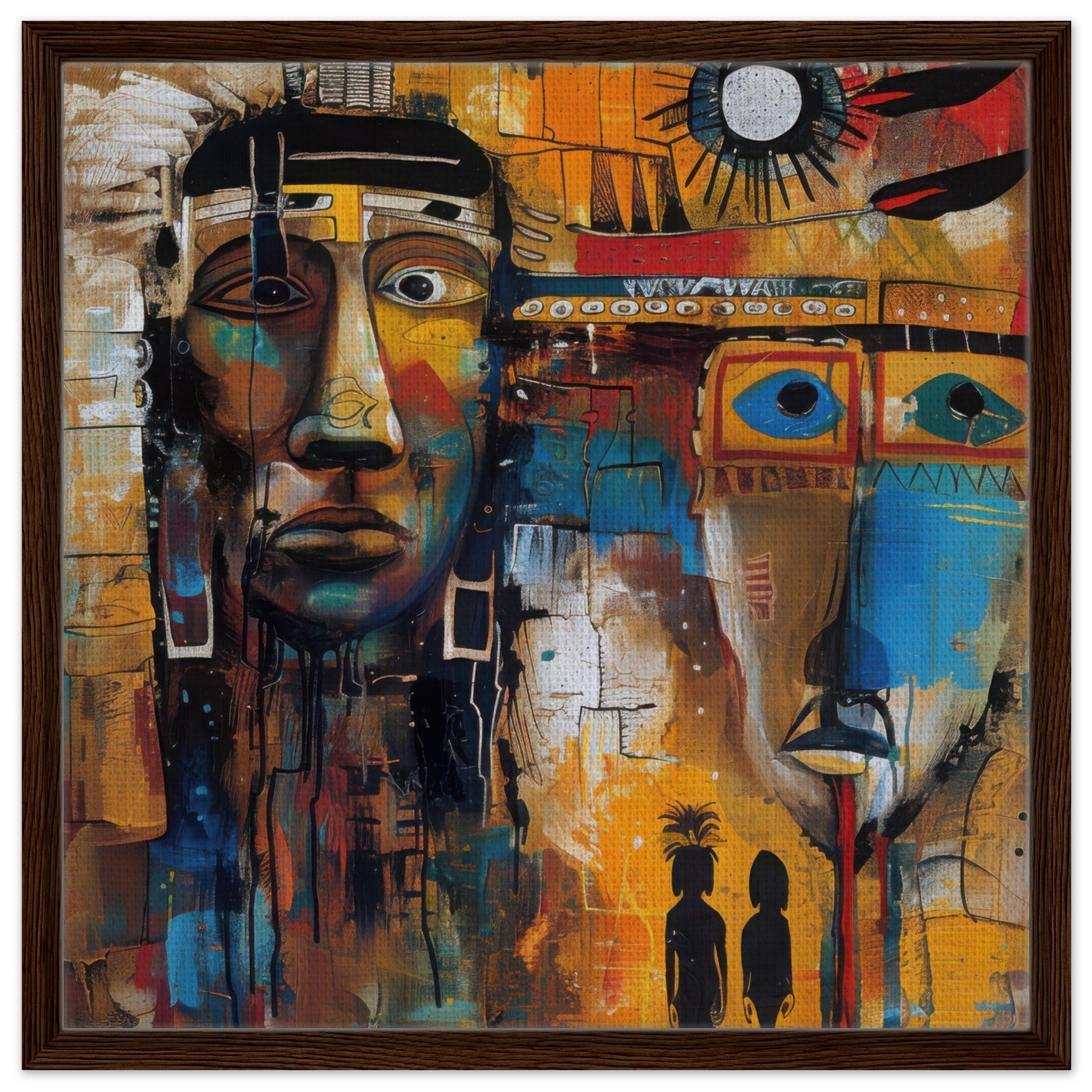 Framed Canvas Square - Expressionism art style Native Americans ancestors 4 - Shop Ai Art WebShop - Digital Art online Store