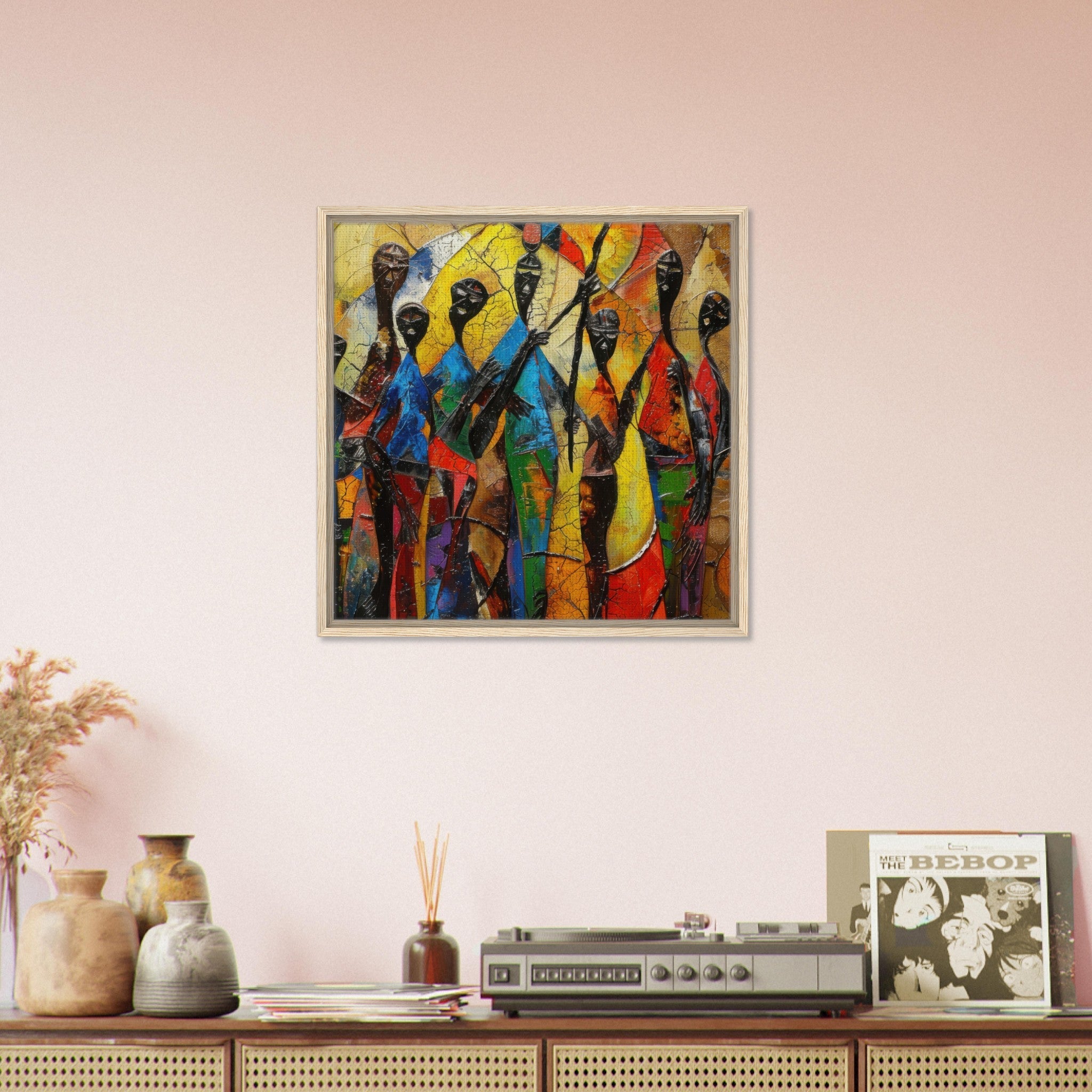 Framed Canvas Square - Expressionism art style Ugandas ancestors - Shop Ai Art WebShop - Digital Art online Store
