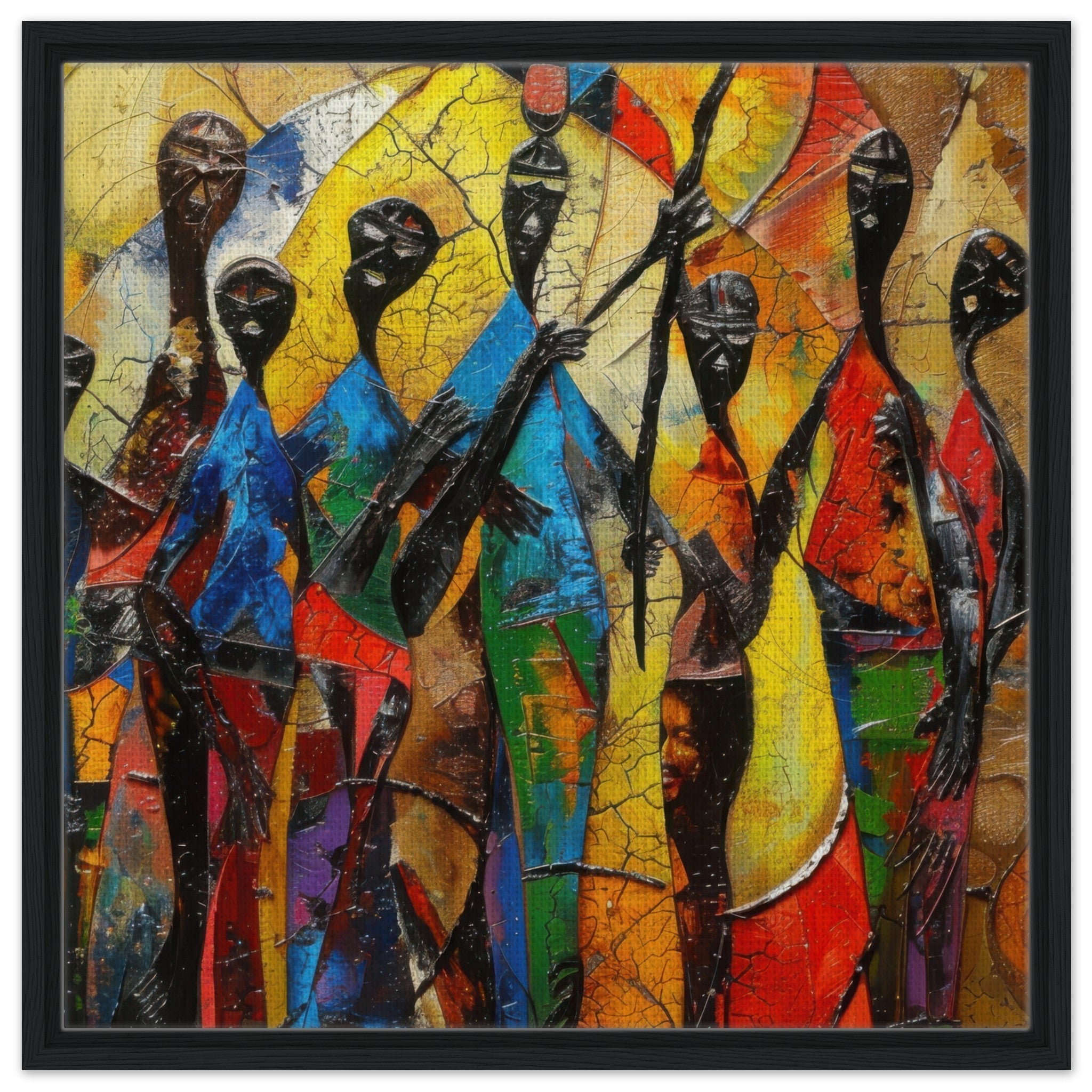 Framed Canvas Square - Expressionism art style Ugandas ancestors - Shop Ai Art WebShop - Digital Art online Store