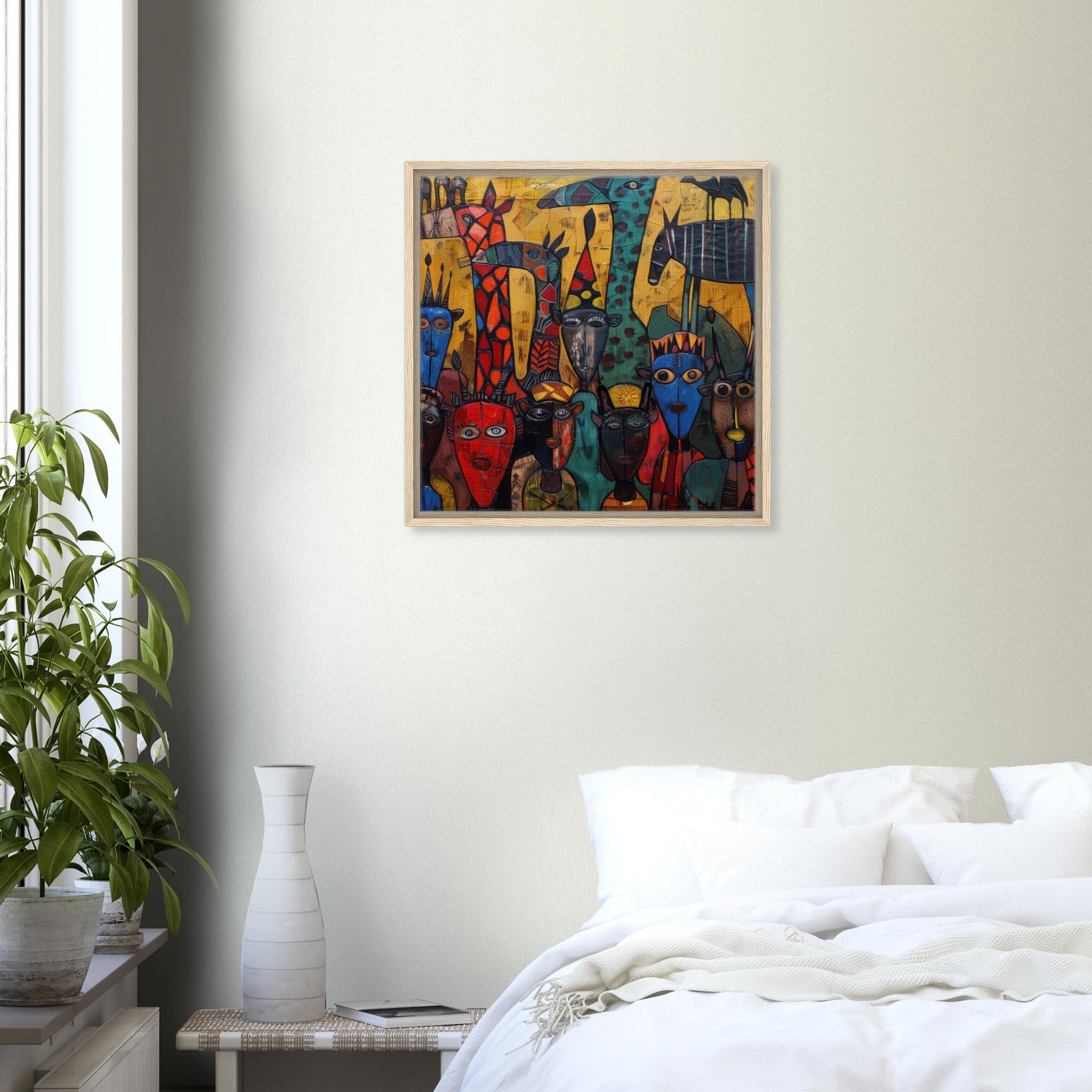 Framed Canvas Square - Expressionism art style Ugandas ancestors 4 - Shop Ai Art WebShop - Digital Art online Store