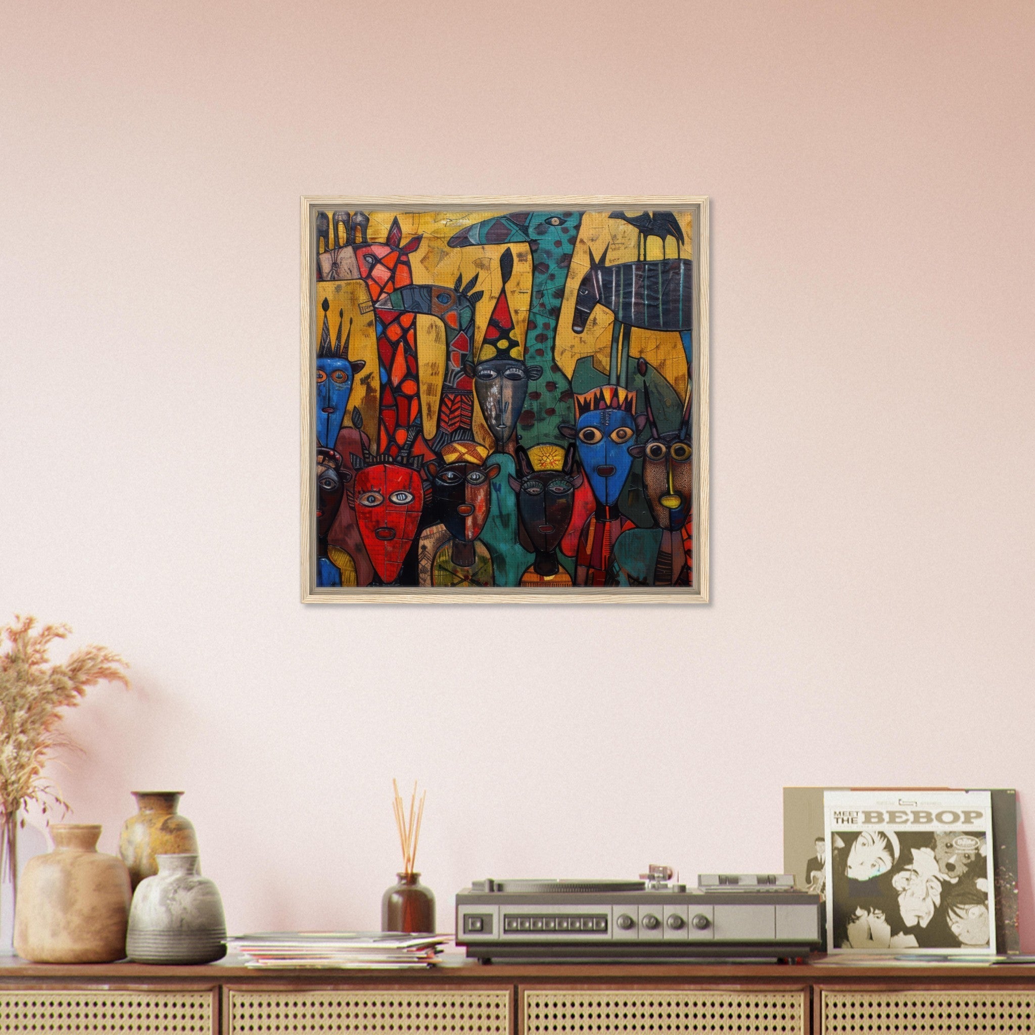 Framed Canvas Square - Expressionism art style Ugandas ancestors 4 - Shop Ai Art WebShop - Digital Art online Store