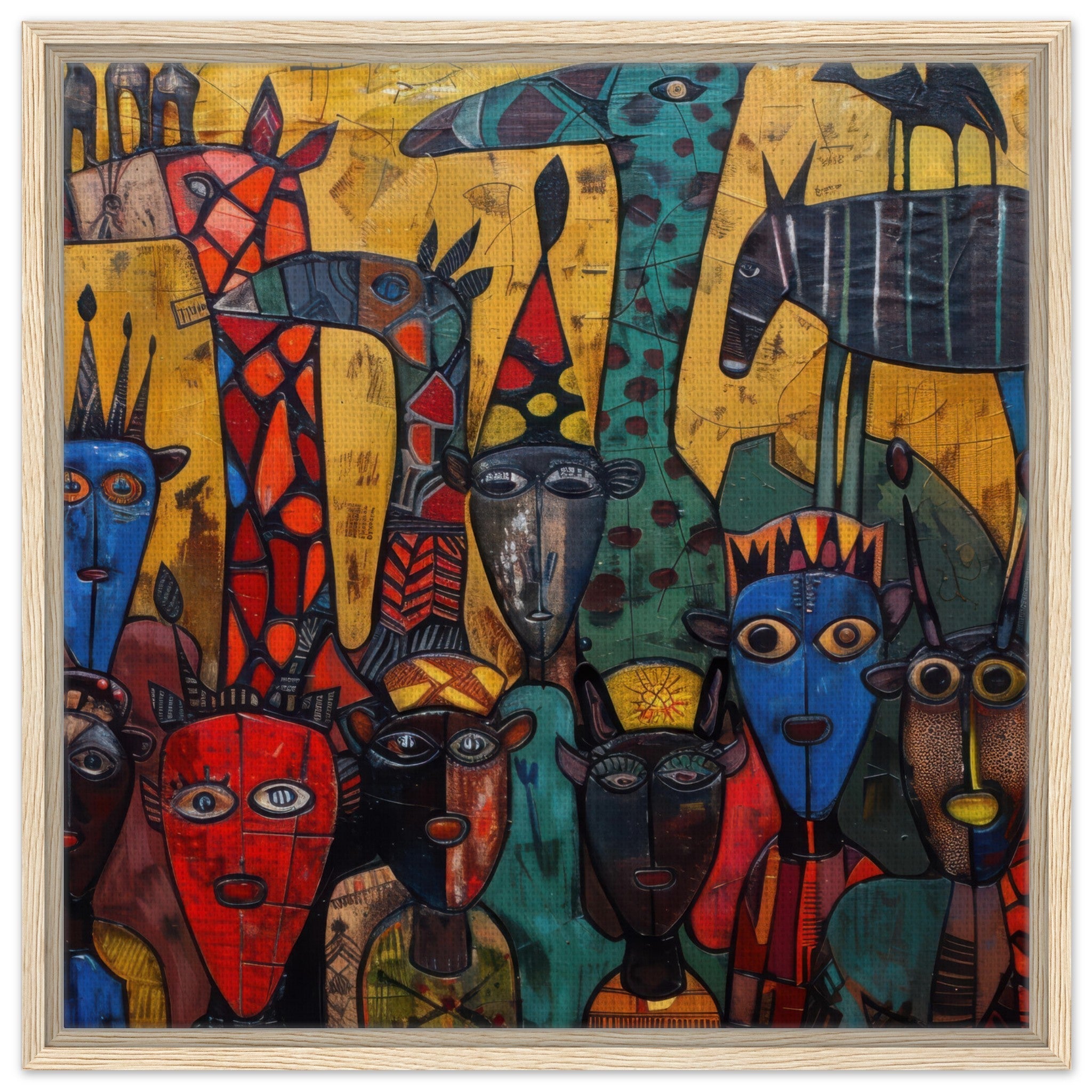 Framed Canvas Square - Expressionism art style Ugandas ancestors 4 - Shop Ai Art WebShop - Digital Art online Store